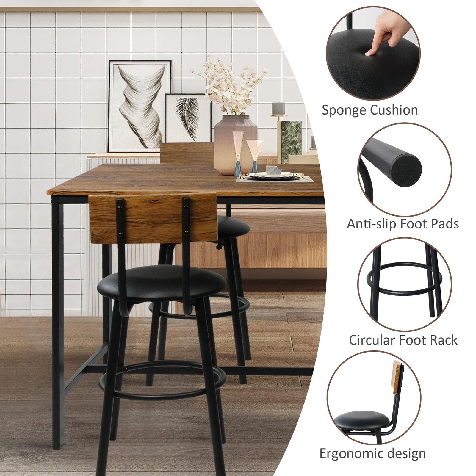 LUCKYERMORE 5 Piece Dining Bar Table Set, 1 Bar Table 47.3" for 4 with 4 Upholstered Bar Stools