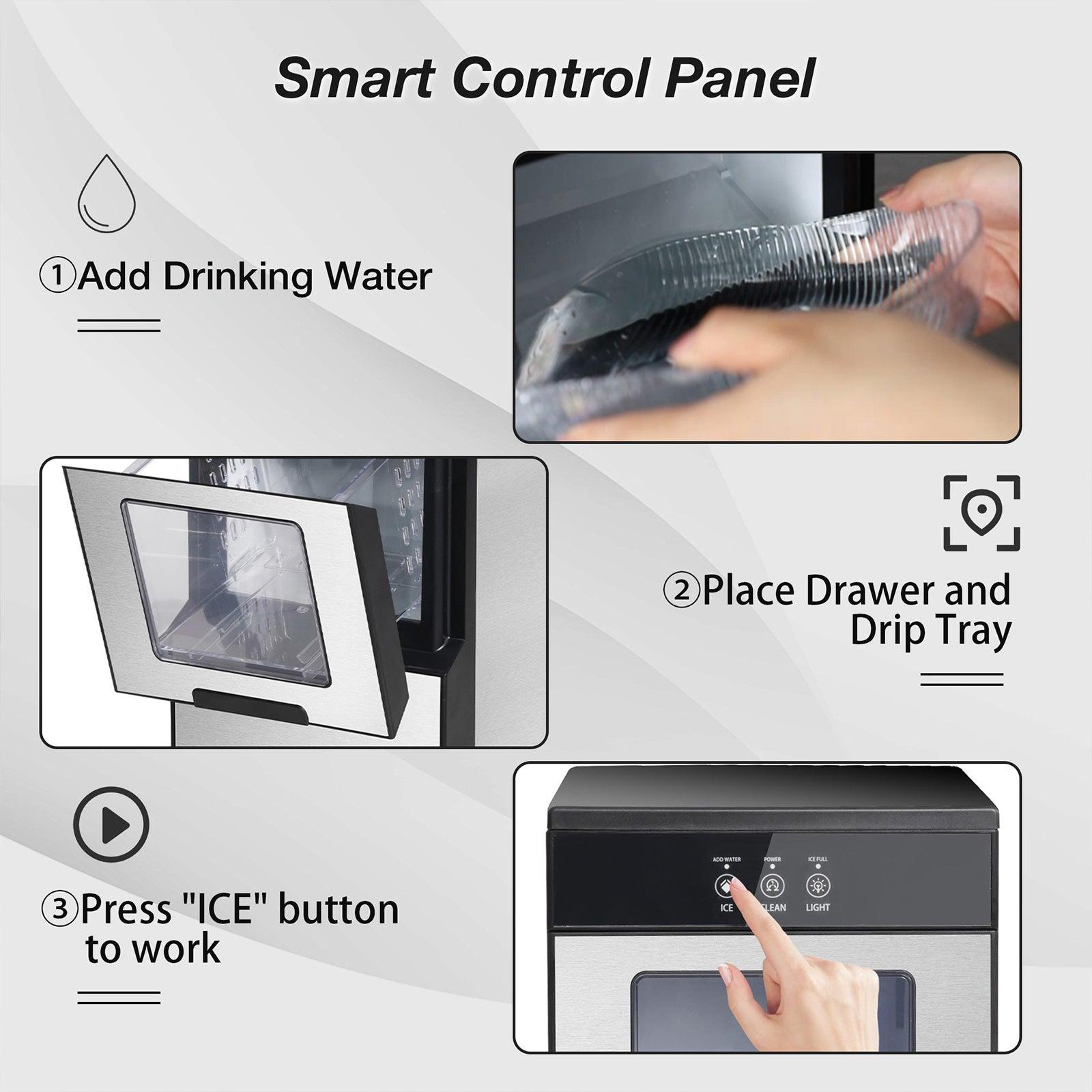 55lbs/24H Countertop Nugget Ice Maker Self-Cleaning Ice Machine with Ice Scoop and Drip Tray - Luckyermore