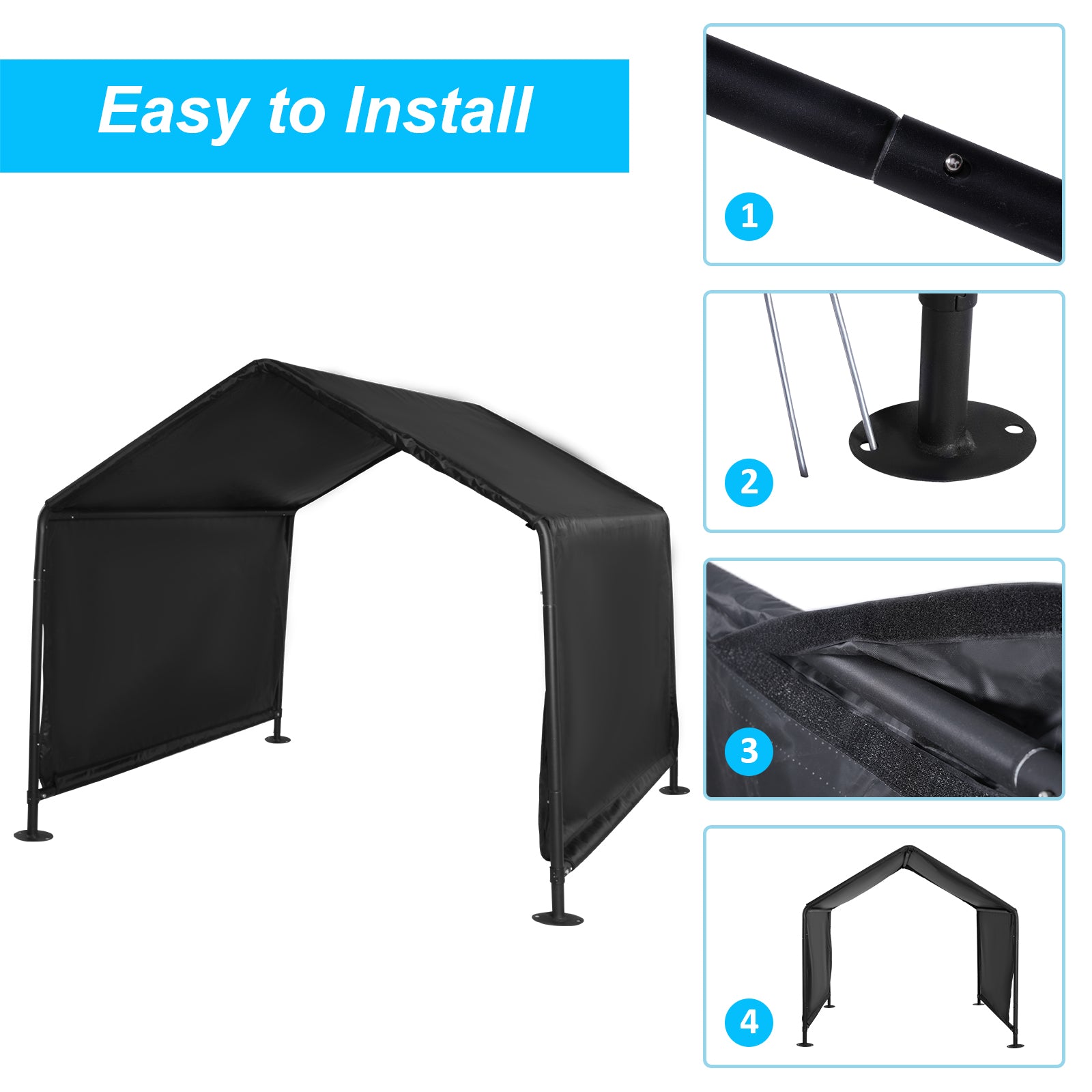 Outdoor Dog Shade Shelter, Outdoor Pet Canopy Tent with Waterproof Roof, 50"x 50"x 43" - Luckyermore
