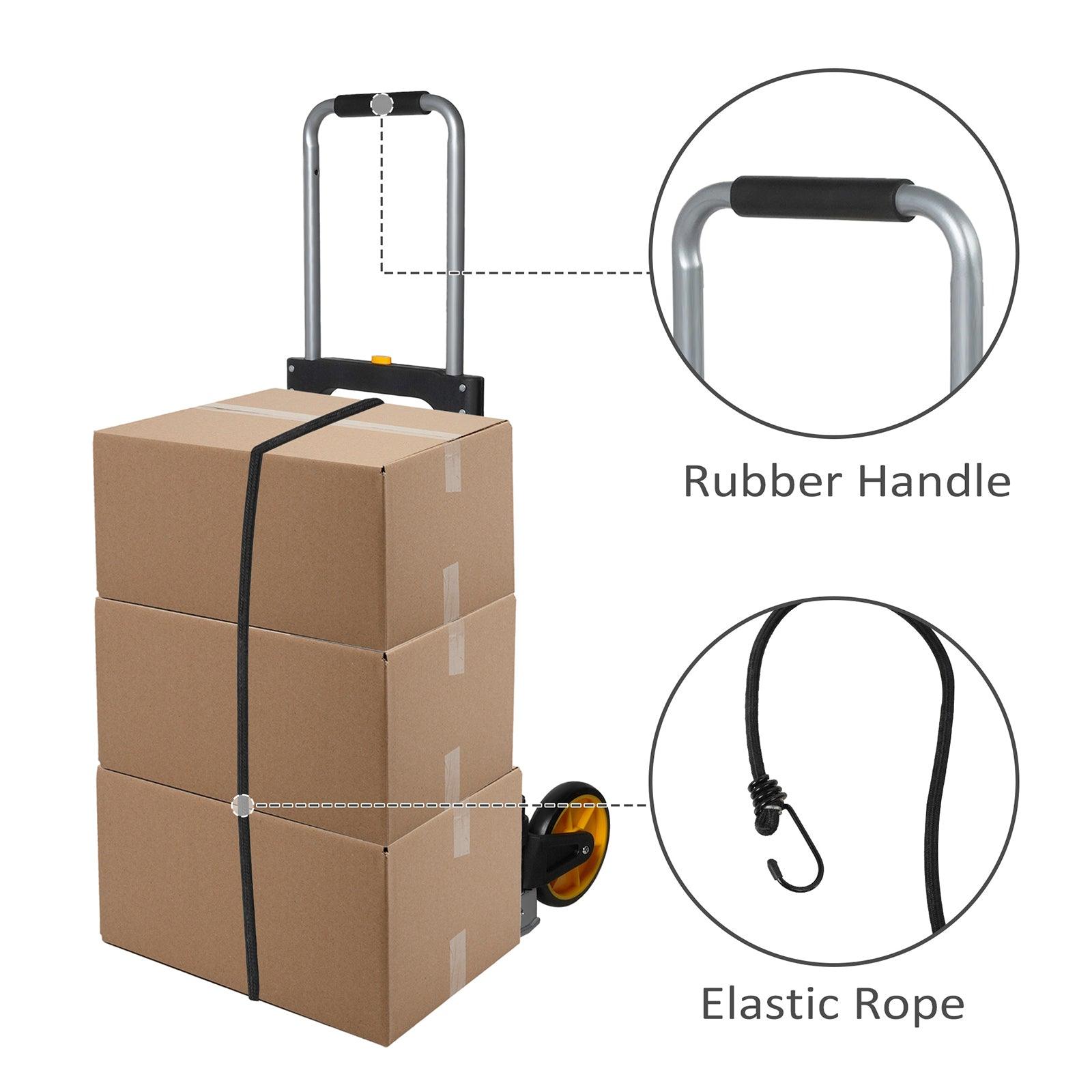 Folding Hand Truck Dolly Hand Cart Aluminum with Telescoping Handle, 330lbs Capacity - Luckyermore