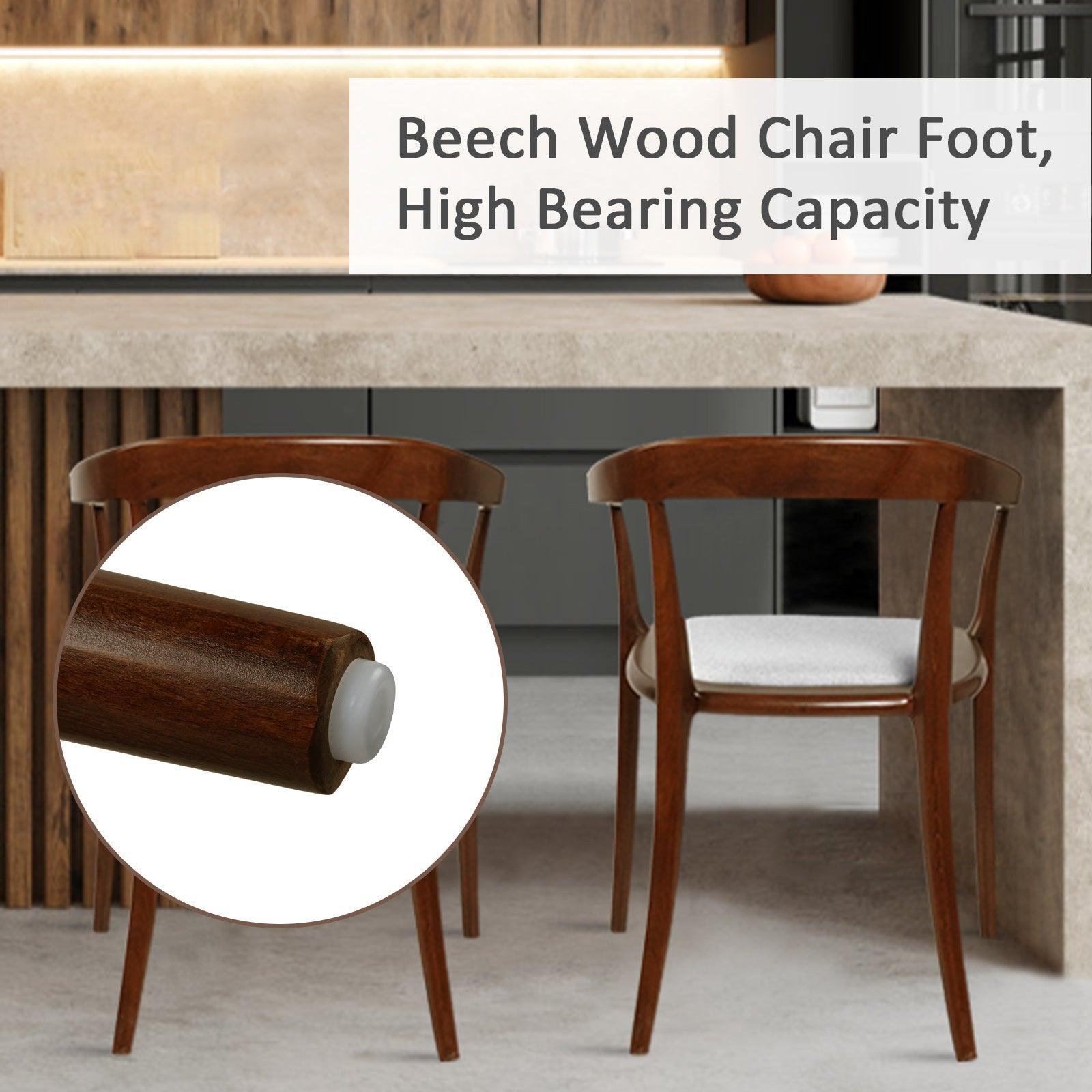 LUCKYERMORE Mid Century Dining Chair Beech Wood Upholstered Side Chair with Armrest, Beige