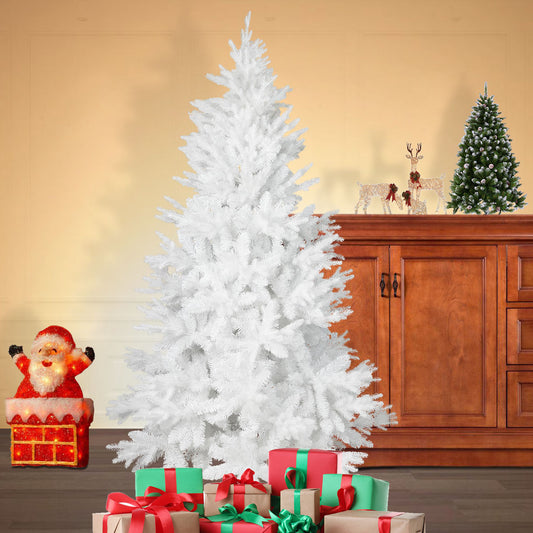 6.9ft Artificial Christmas Pine Tree Xmas Tree with 1150 Branch Tips Metal Stand, White