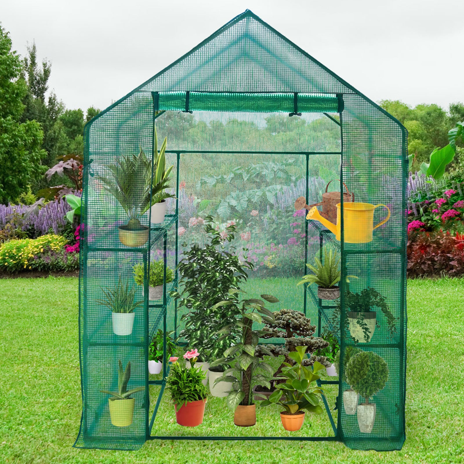 3 Tiers 8 Shelves Walk-in Greenhouse Mini Portable Outdoor Planter House