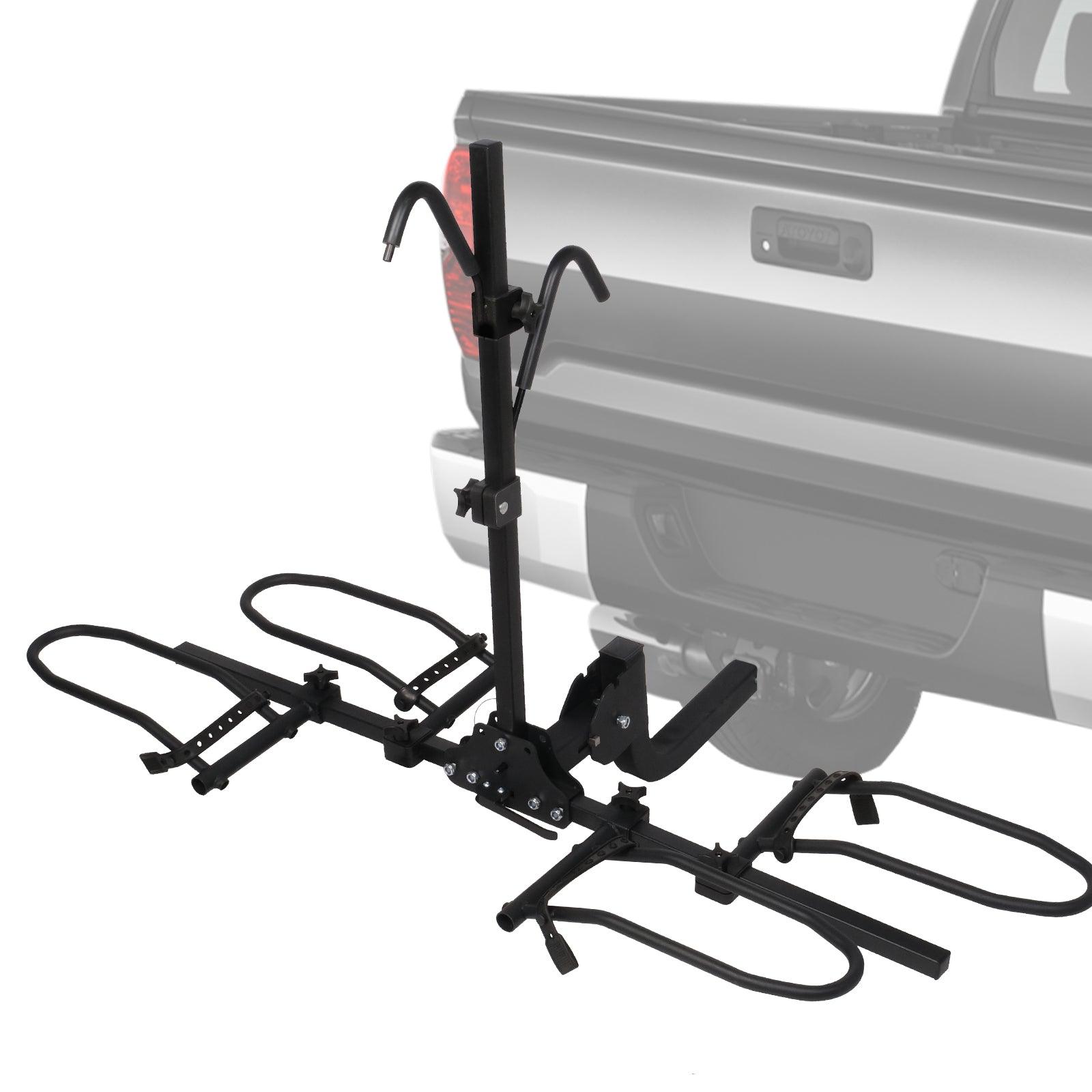 LUCKYERMORE Hitch Mount Bike Rack for 2 Bikes Platform Style Bicycle Carrier for Car with 2" Hitch Receiver, Folding