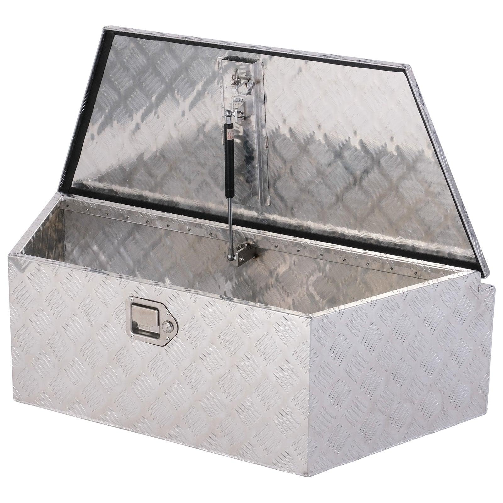 39" Trailer Tongue Box Aluminum Truck Tool Cargo Storage Box Storage Organizer with Lock, Silver