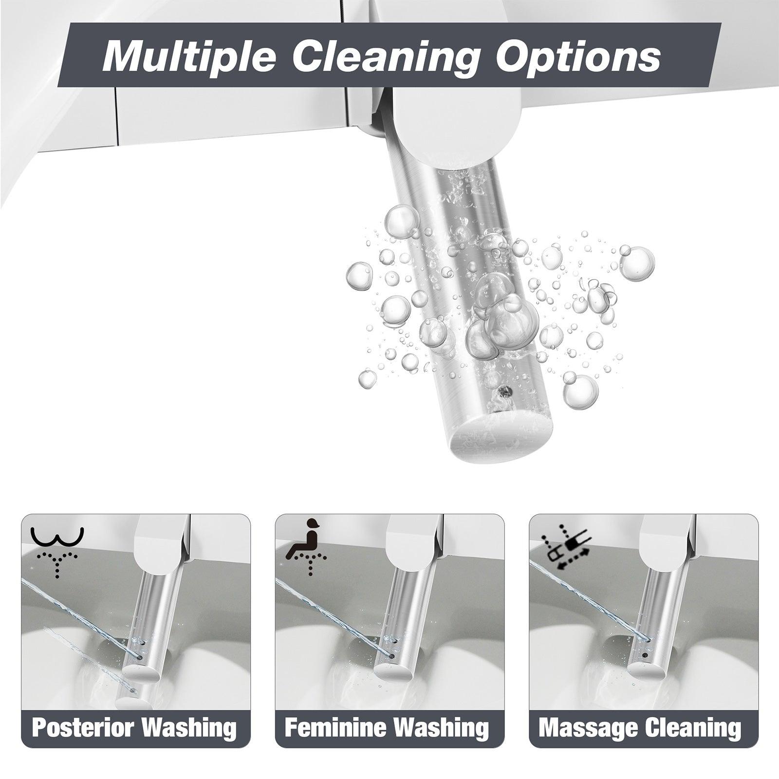 Electronic Smart Toilet Bidet with Heated Seat, Off-Seat Auto Flushing & Dryer, One Piece Bidet with Self-Cleaning Nozzle, LED Night Light - Luckyermore