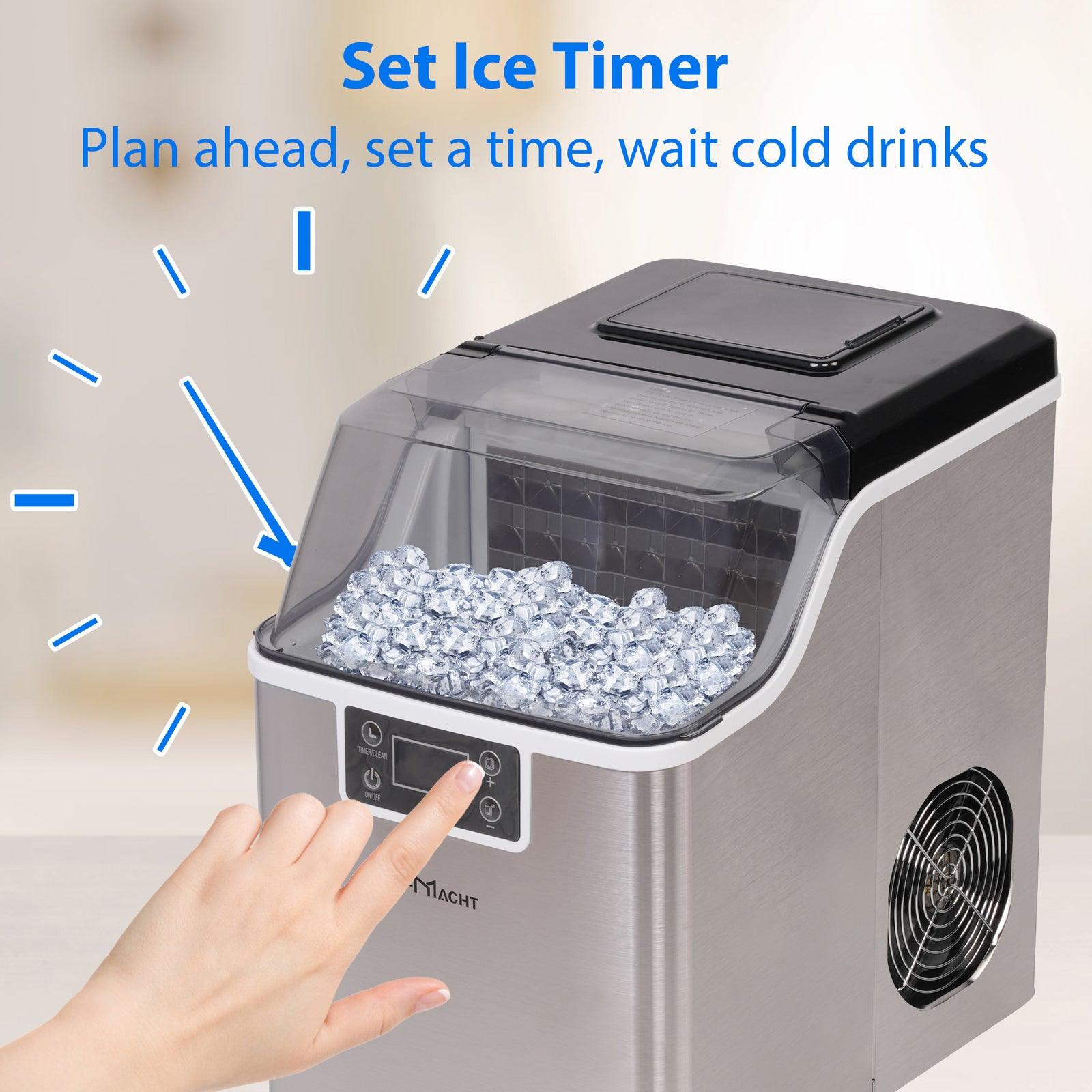 Luckyermore 48.5lbs/24H 2 in 1 Compact Water Ice Maker with Ice Scoop Basket Self-Cleaning Timer