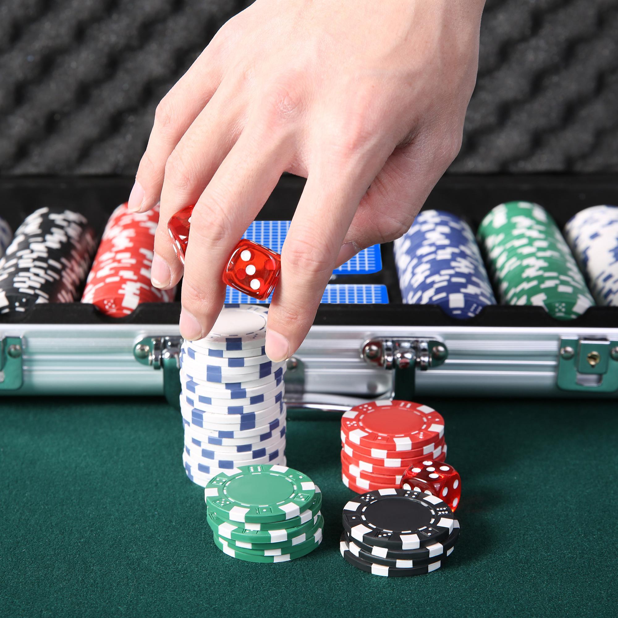 LUCKYERMORE 500pc 11.5g Poker Chip Set for Texas Holdem with Aluminum Case Clay Poker Chips Set