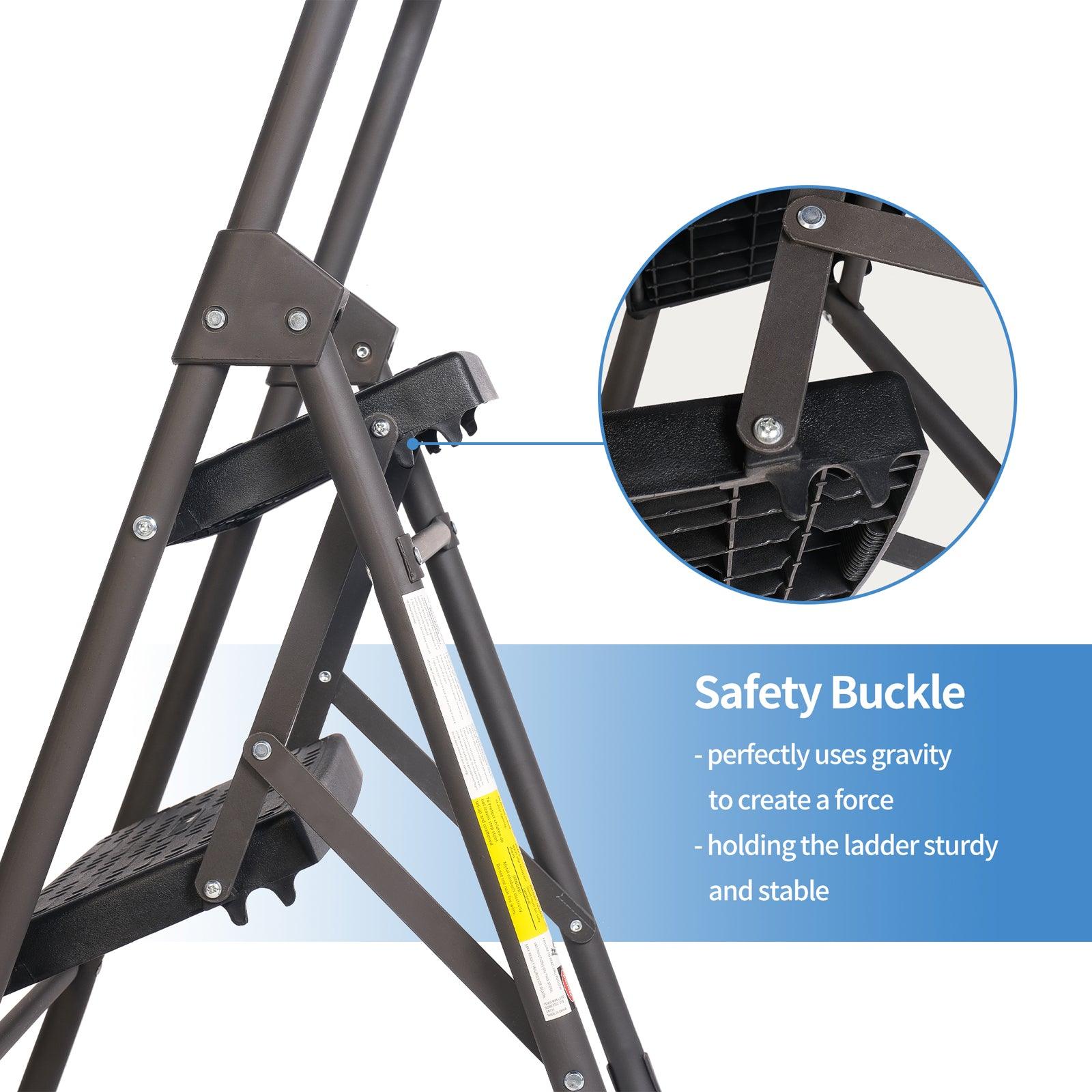 4 Step Portable Folding Ladder Step Stool with Wide Anti-Slip Pedal and Handgrip