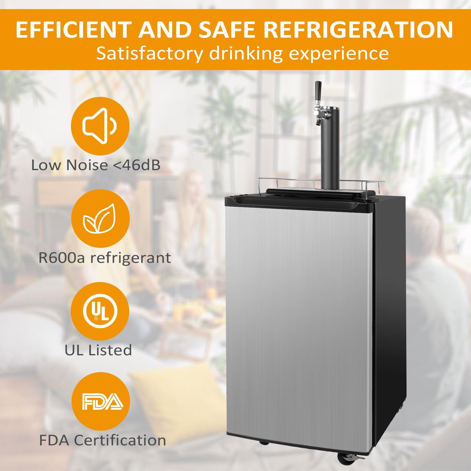 3.4 Cu.Ft Beer Kegerator Beverage Refrigerator Single Tap Direct Draw Beer Dispenser - Luckyermore