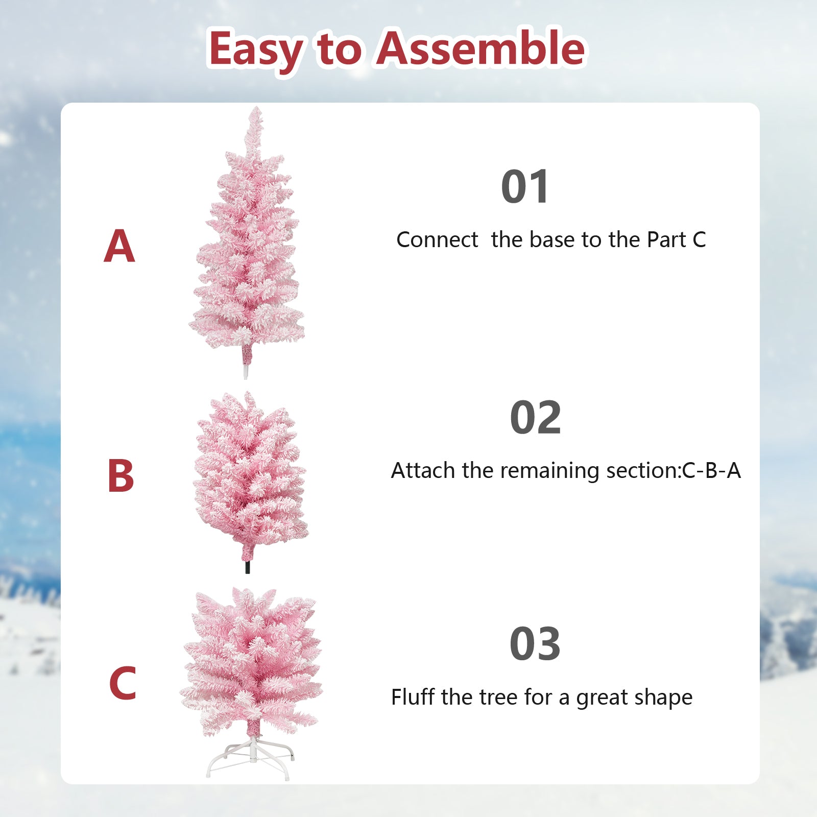 6.9ft Pink Artificial Christmas Tree Xmas Tree with 450 Branch Tips Metal Stand