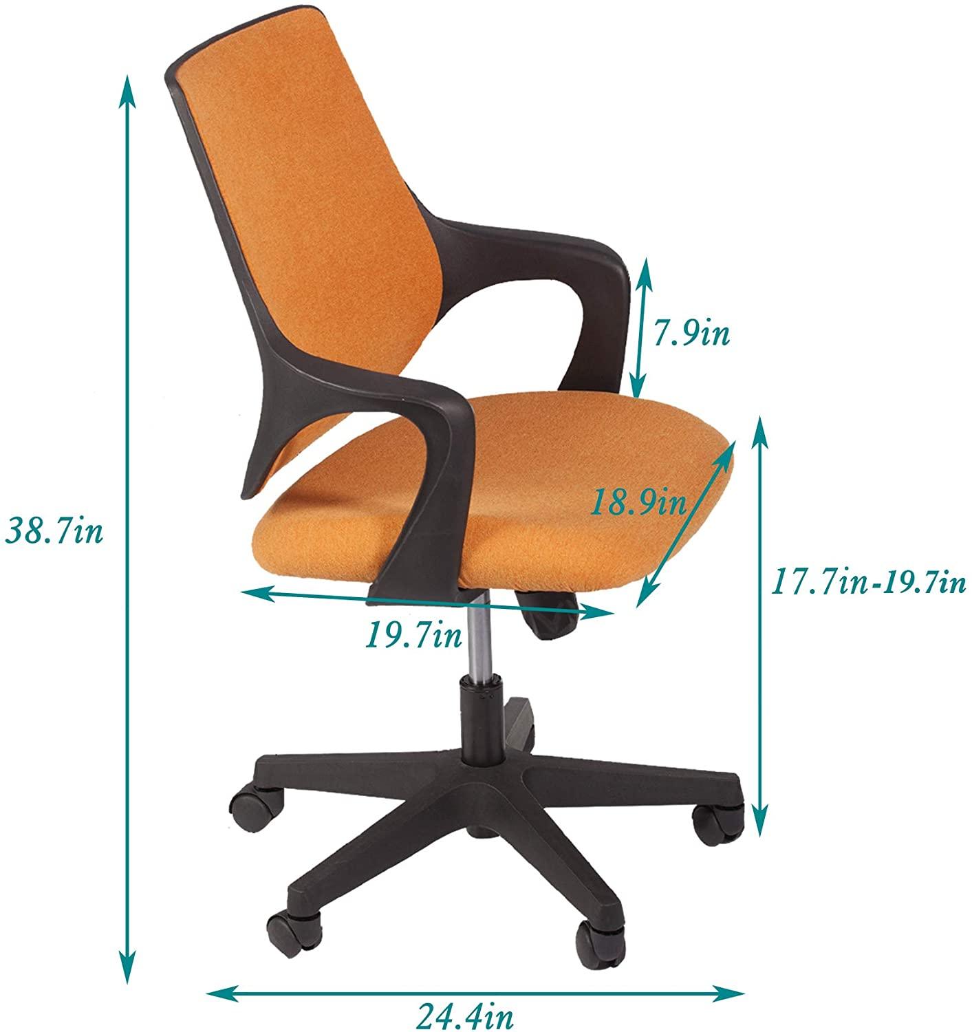 Height Adjustable Swivel Ergonomic Office Desk Chair with Cuddle Back and Padded Seat, Orange - Luckyermore