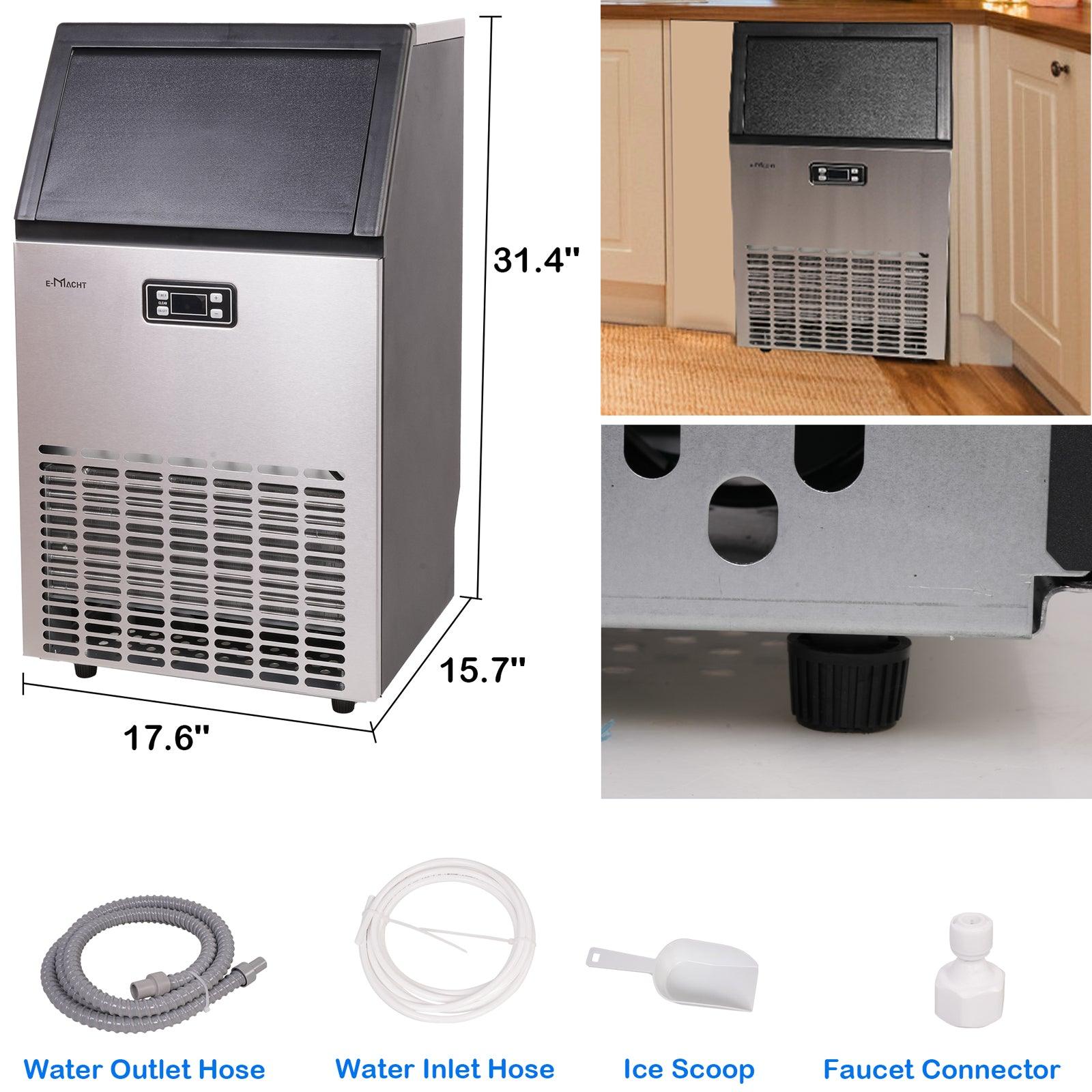 Luckyermore 100lbs/24H Ice Maker Machine Stainless Steel Under Counter Ice Machine Freestanding Ice MakerLuckyermore 100lbs/24H Ice Maker Machine Stainless Steel Under Counter Ice Machine Freestanding Ice Maker