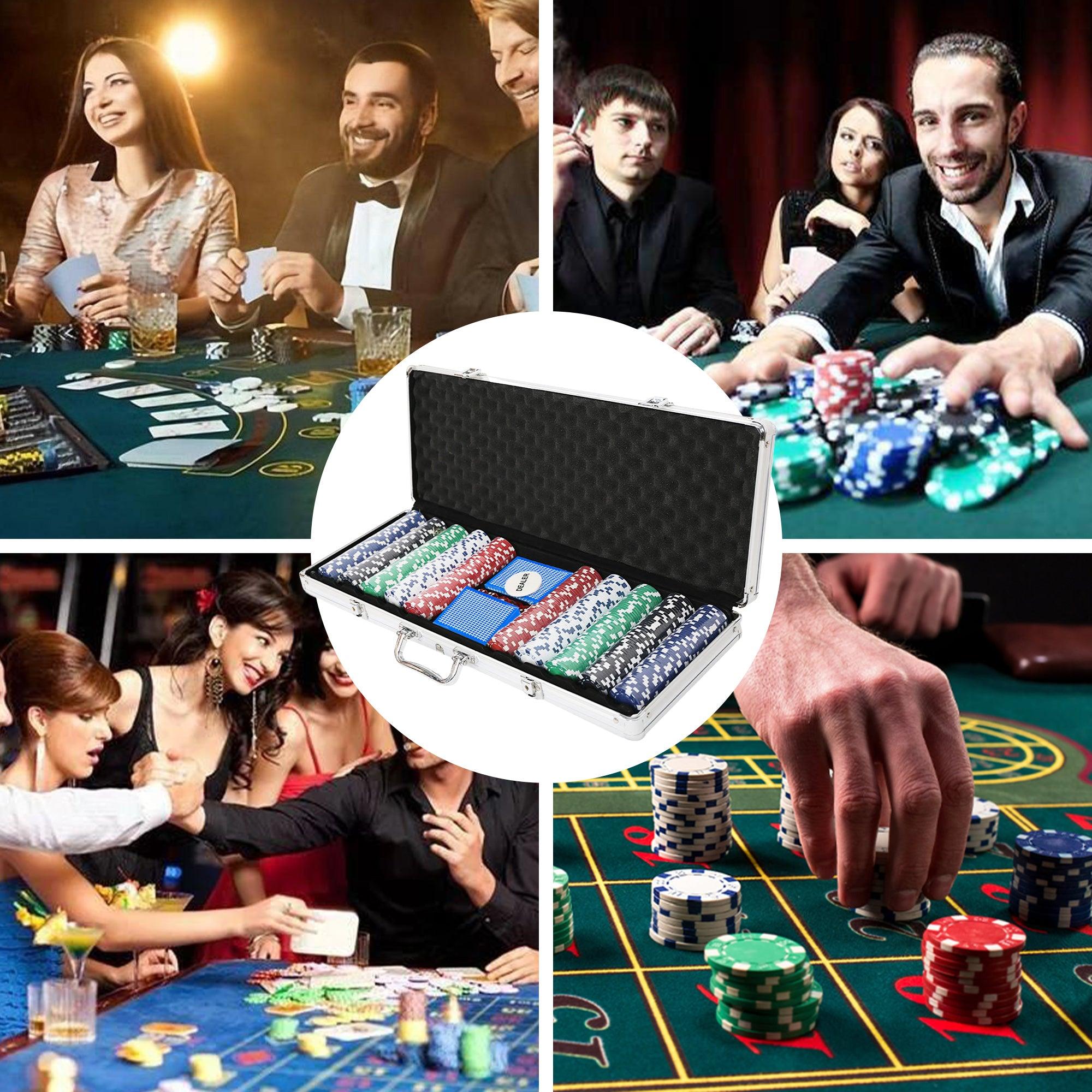 LUCKYERMORE 500pc 11.5g Poker Chip Set for Texas Holdem with Aluminum Case Clay Poker Chips Set