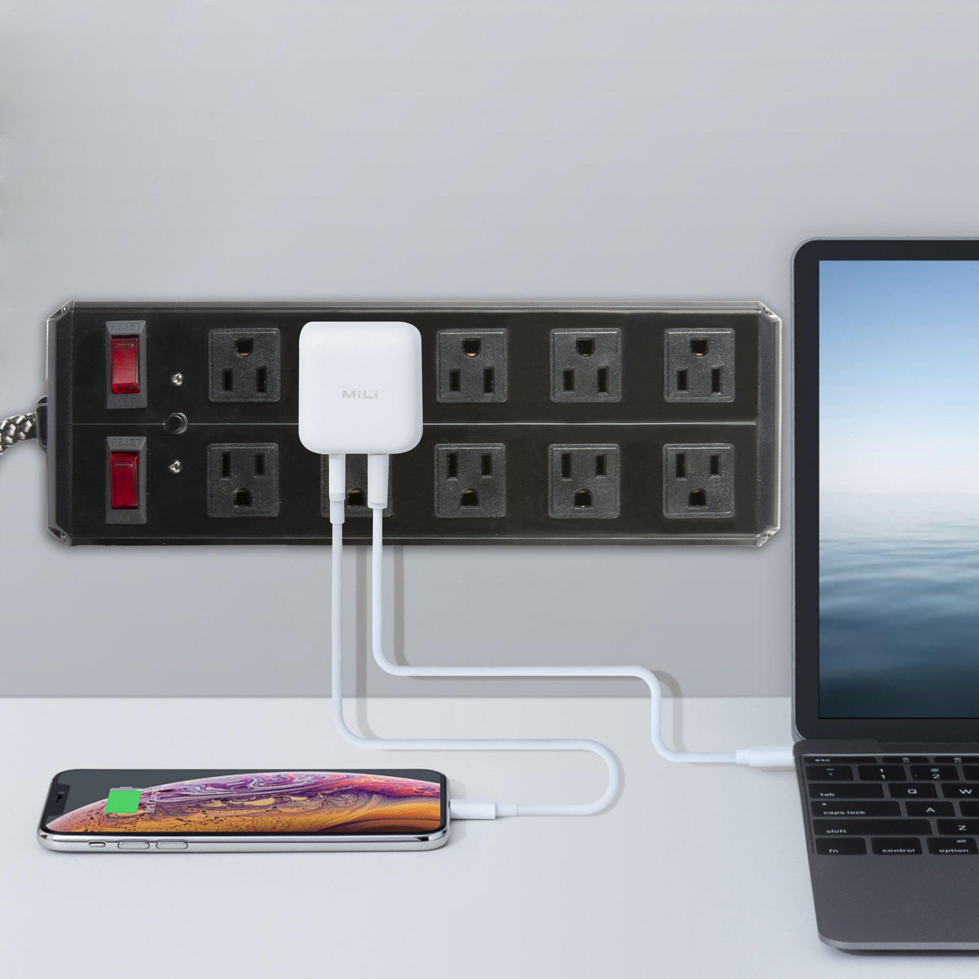 Power Strip 10 Outlets 2 Switches with Surge Protector 6-Foot Cord Wall Mount, Black - Luckyermore
