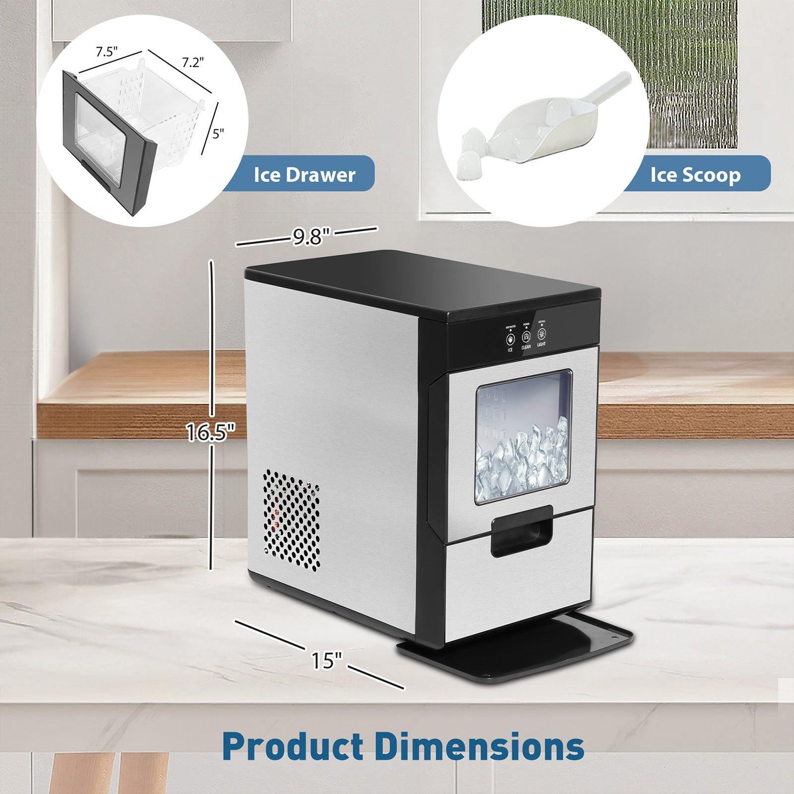55lbs/24H Countertop Nugget Ice Maker Self-Cleaning Ice Machine with Ice Scoop and Drip Tray - Luckyermore