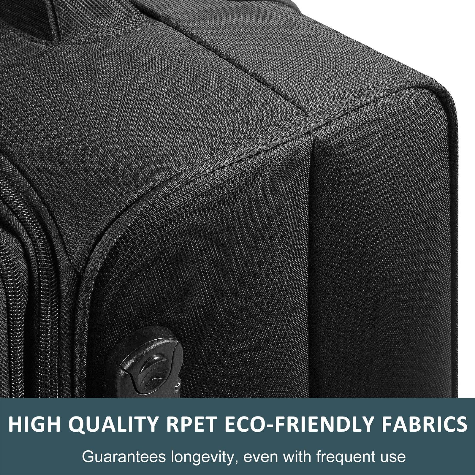 3-Piece Luggage Sets 20"/24"/28" with Wheels and Smooth Trolley Lightweight Expandable Suitcase Set, Black - Luckyermore