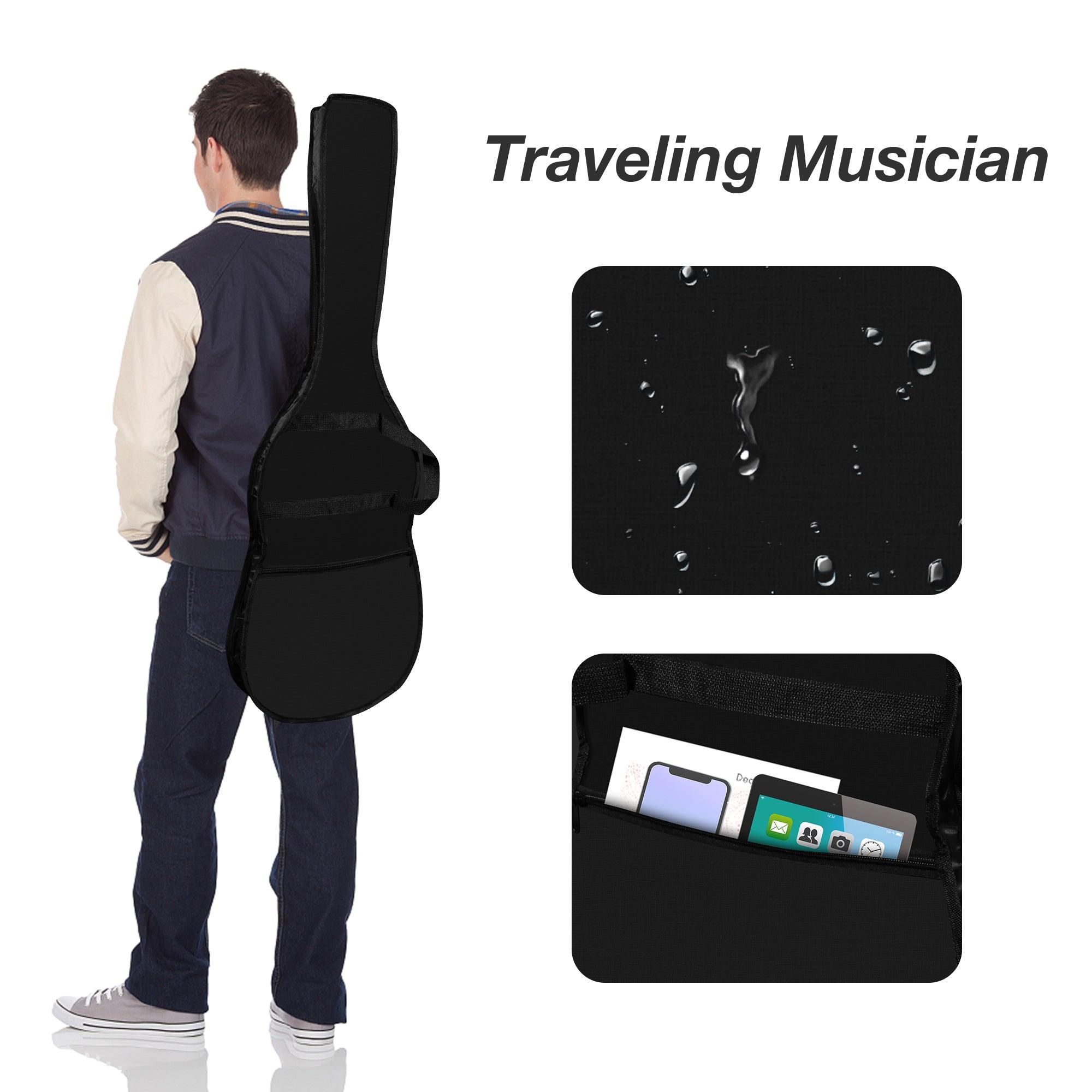 39.5" Full Size Electric Guitar for Beginners with Amplifier, Black and White - Luckyermore