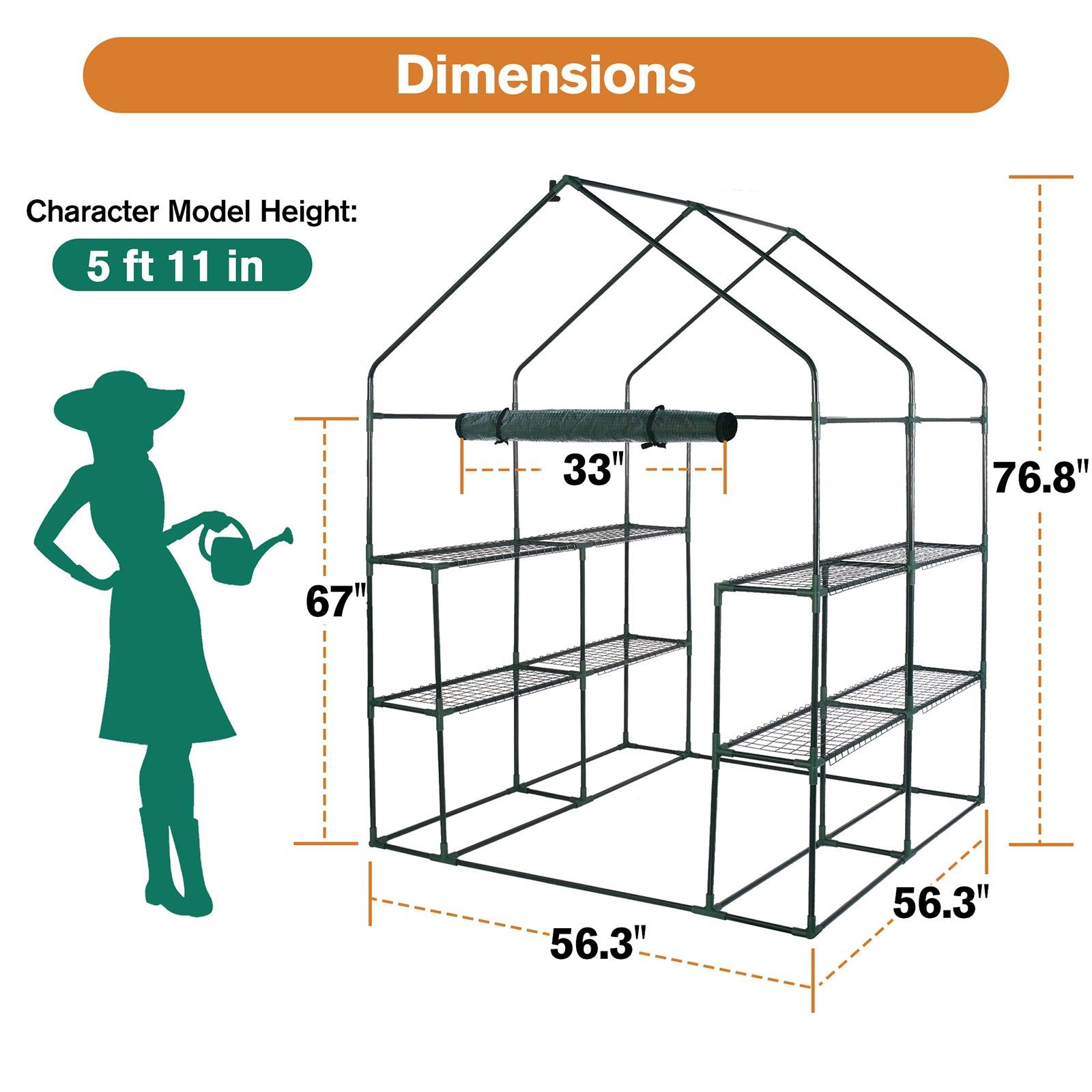 3 Tiers 8 Shelves Walk-in Greenhouse Mini Portable Outdoor Planter House - Luckyermore
