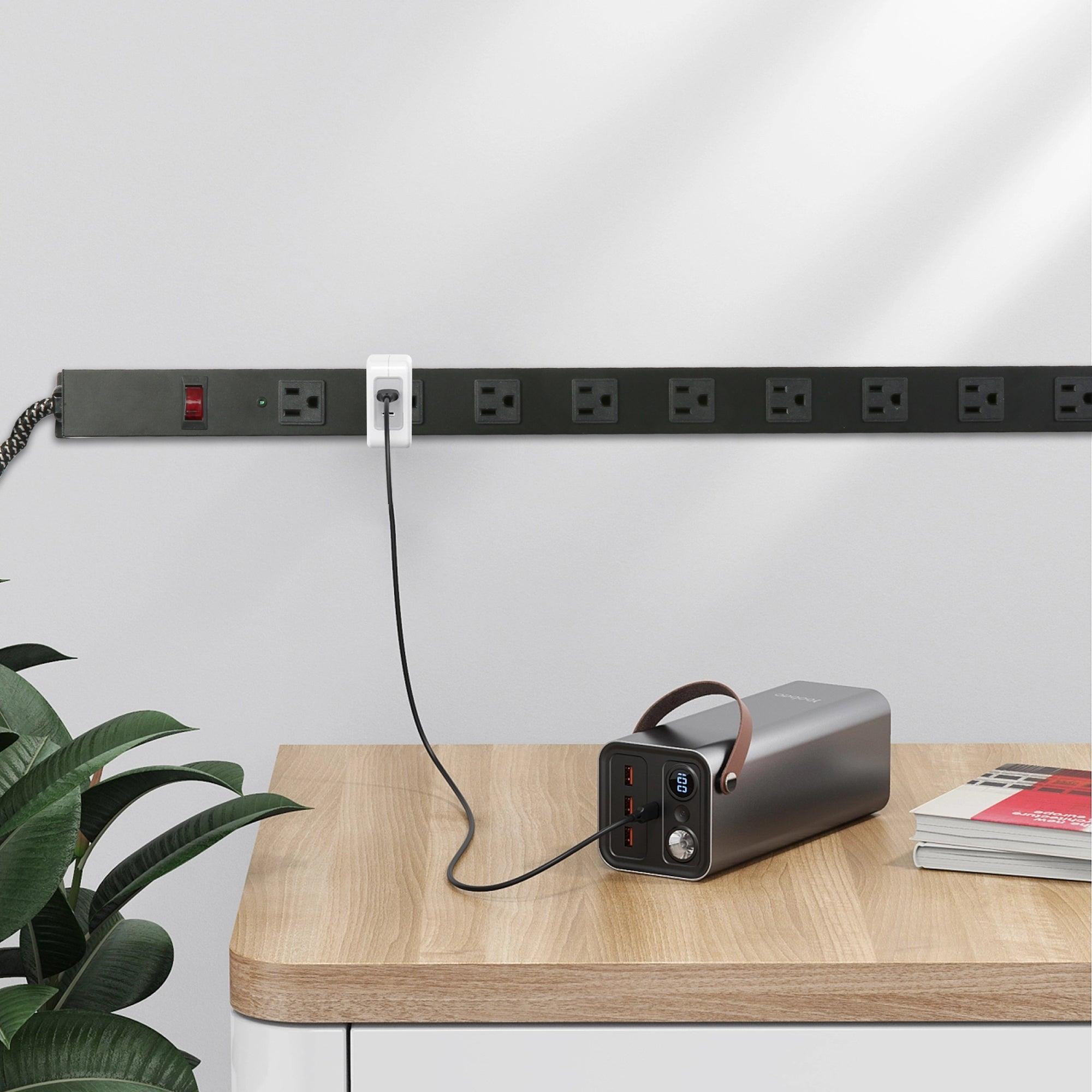 12 Outlets Power Strip with Surge Protector 6 ft Extension Cord Wall Mount, Black - Luckyermore