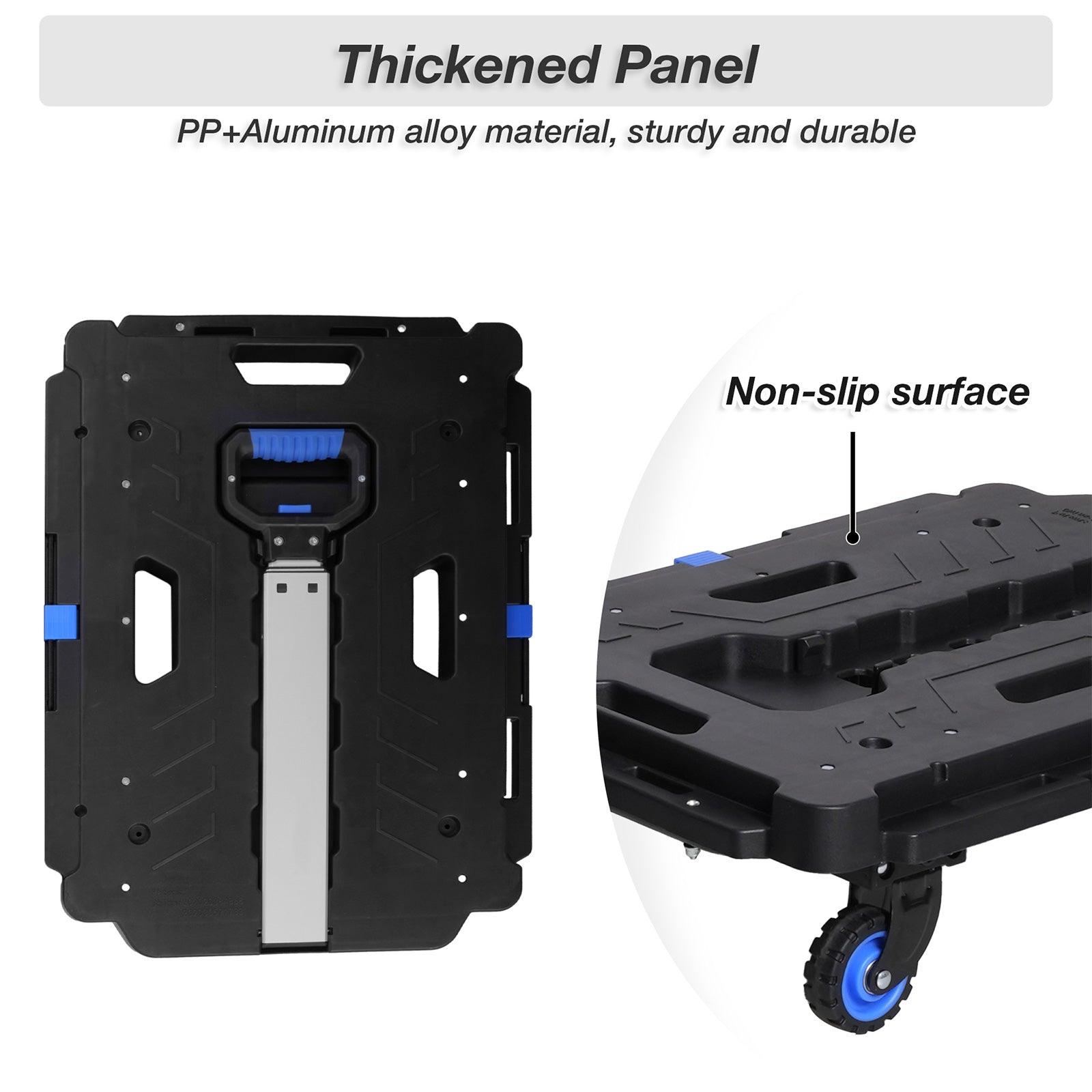 Portable Platform Hand Truck Foldable Hand Cart Dolly with 360° Swivel Wheels - Luckyermore