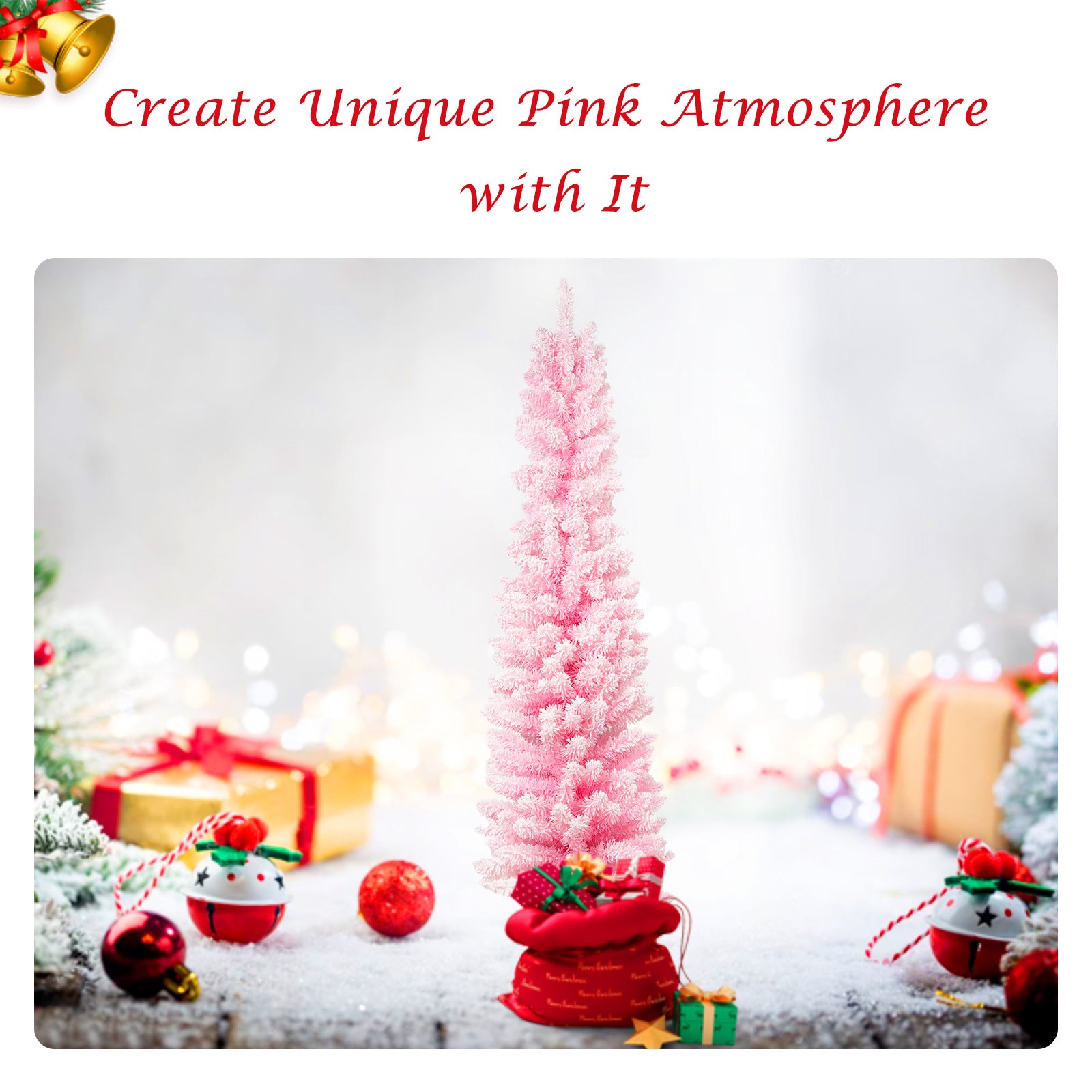 5ft Pink Artificial Christmas Tree Xmas Tree with 250 Branch Tips Metal Stand