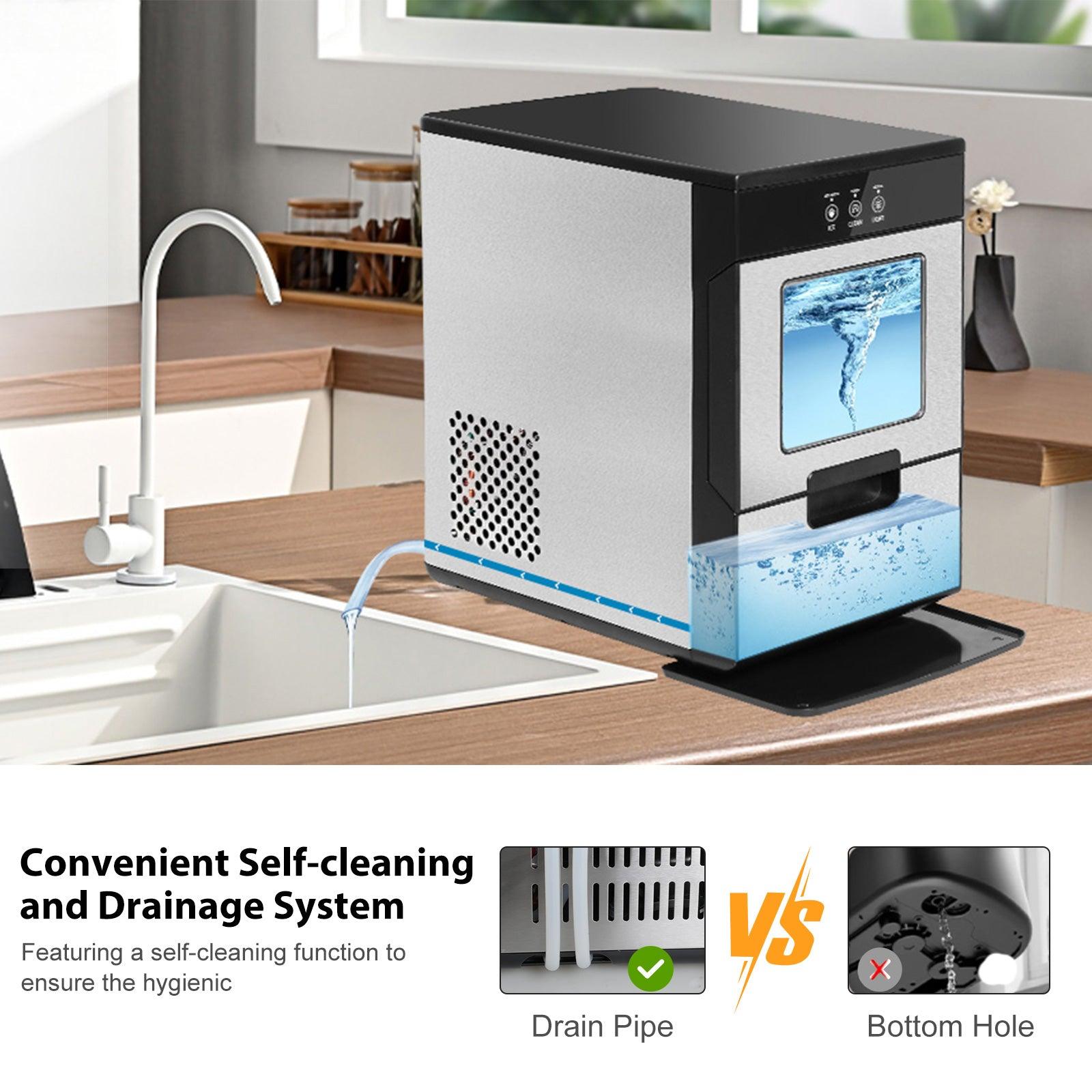 55lbs/24H Countertop Nugget Ice Maker Self-Cleaning Ice Machine with Ice Scoop and Drip Tray - Luckyermore