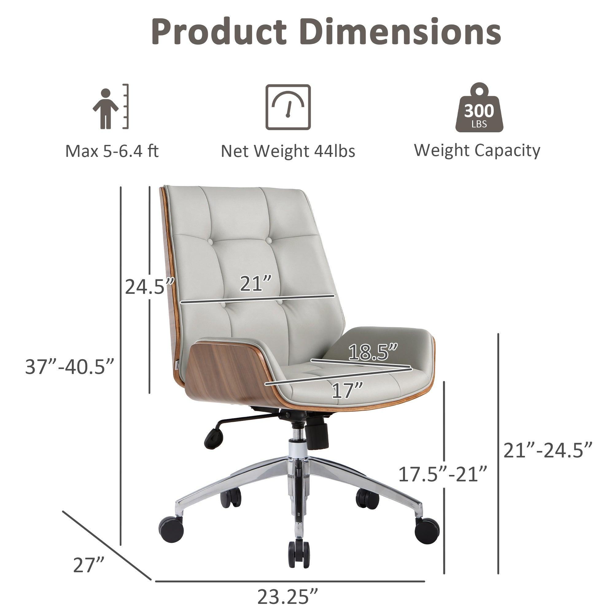 Executive Ergonomic Office Leather Chairs with Tilt and Height Adjustable, Light Gray