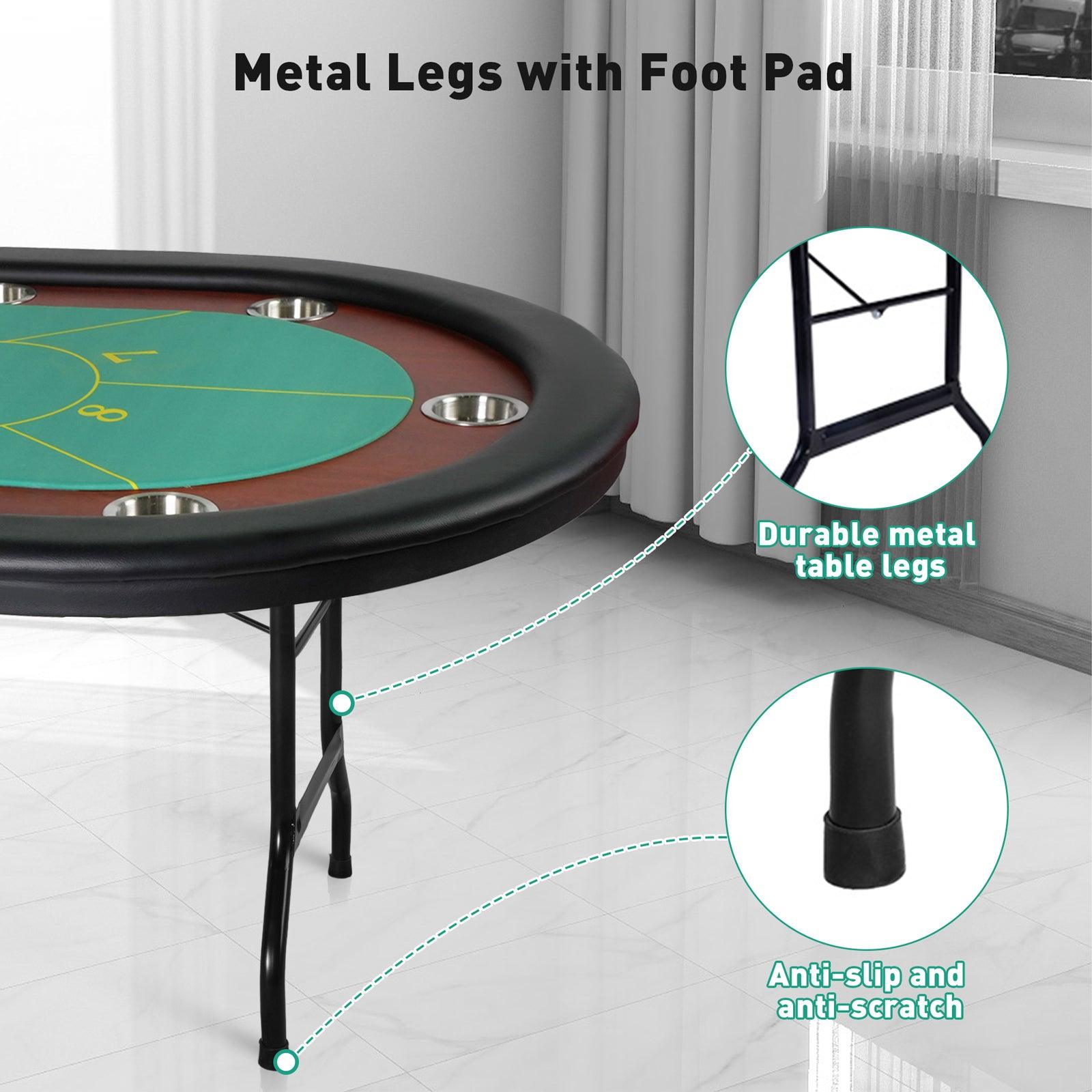 LUCKYERMORE 84" Folding Poker Table 10 Player Card Table with 10 Cup Holder for Texas Casino, Green