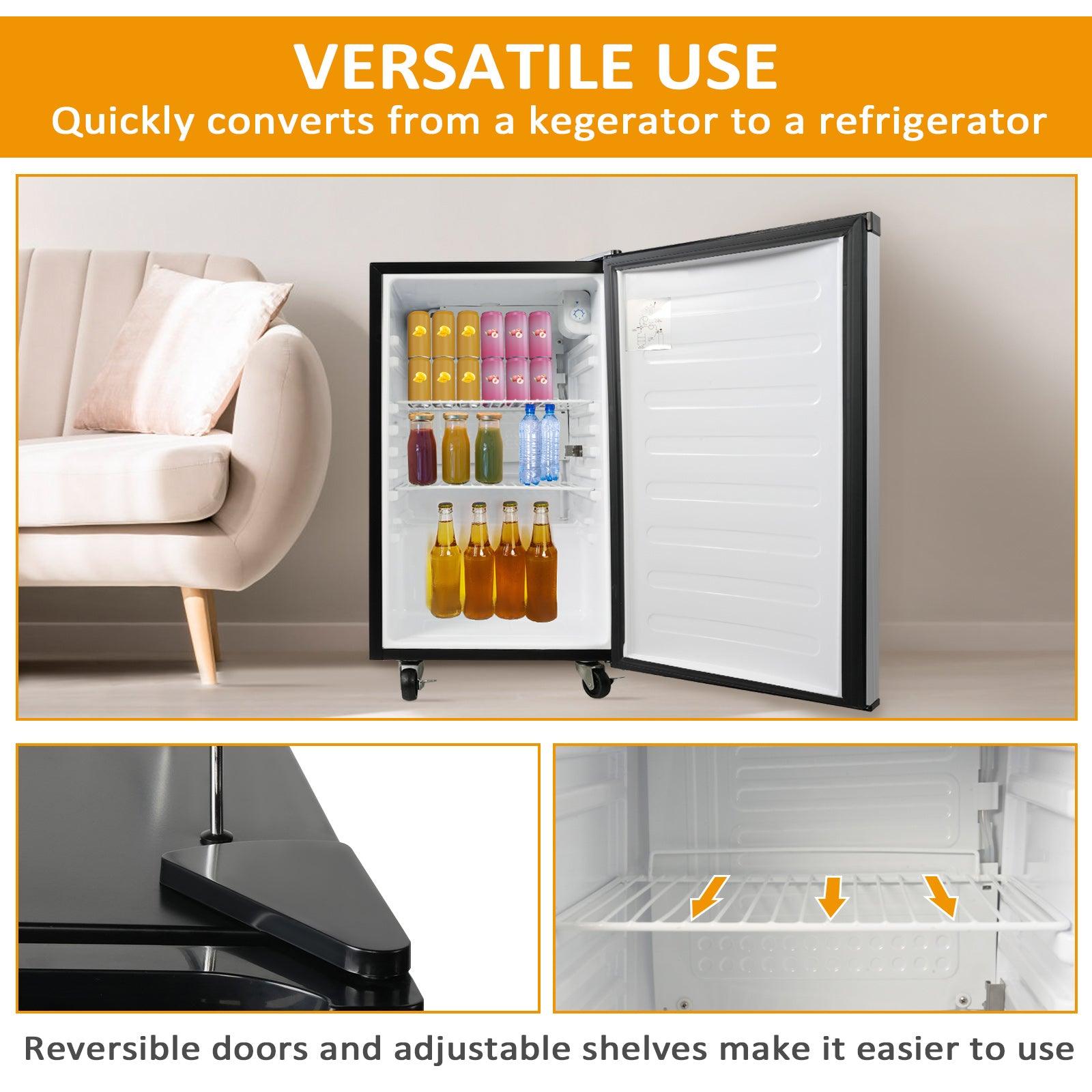 3.4 Cu.Ft Beer Kegerator Beverage Refrigerator Single Tap Direct Draw Beer Dispenser - Luckyermore