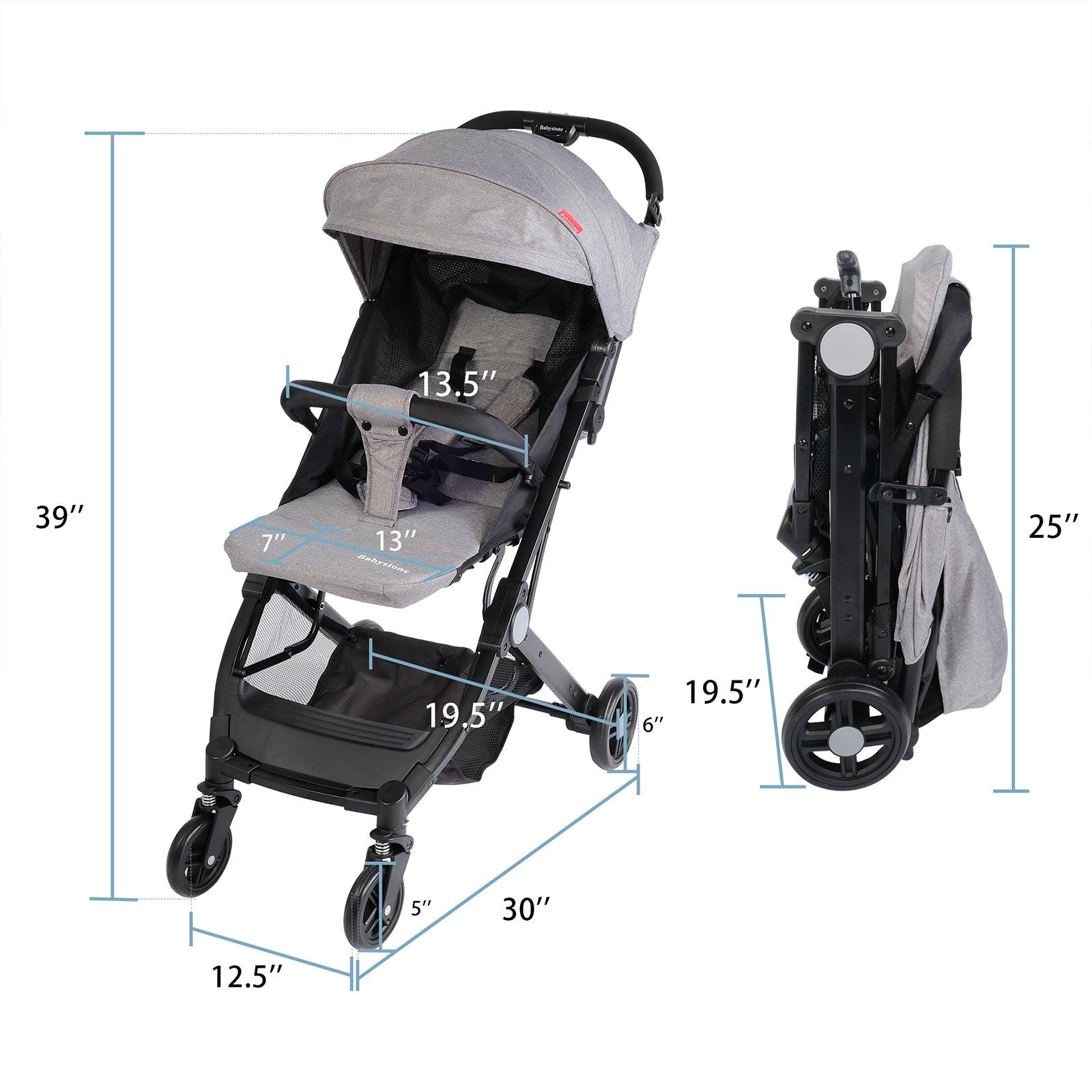 Lightweight Foldable Baby Stroller One-Hand Fold Pushchair with Adjustable Backrest, Gray - Luckyermore