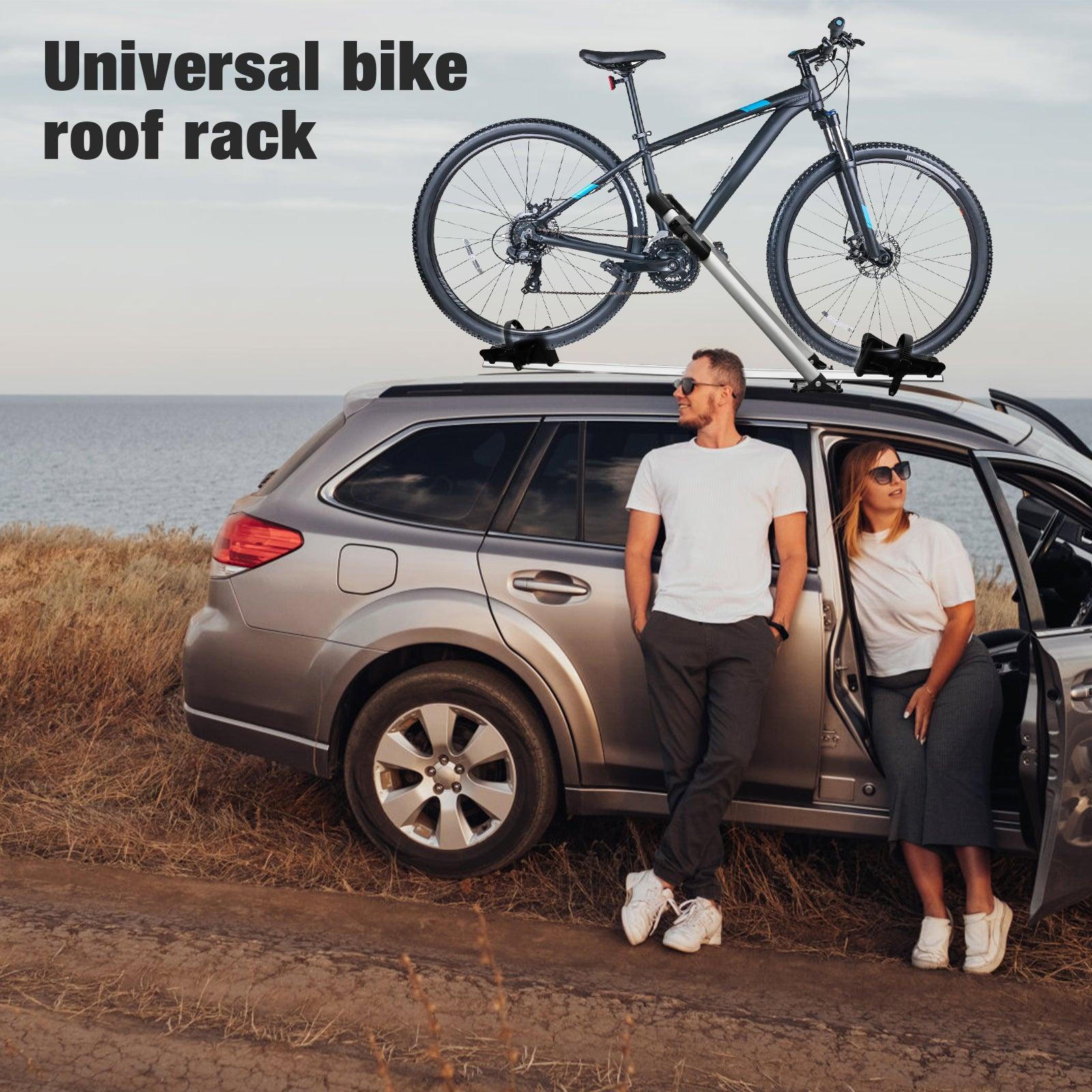 LUCKYERMORE Upright Roof Mount Bike Rack Bicycle Carrier Universal Aluminum Bike Carrier with Safe Locking