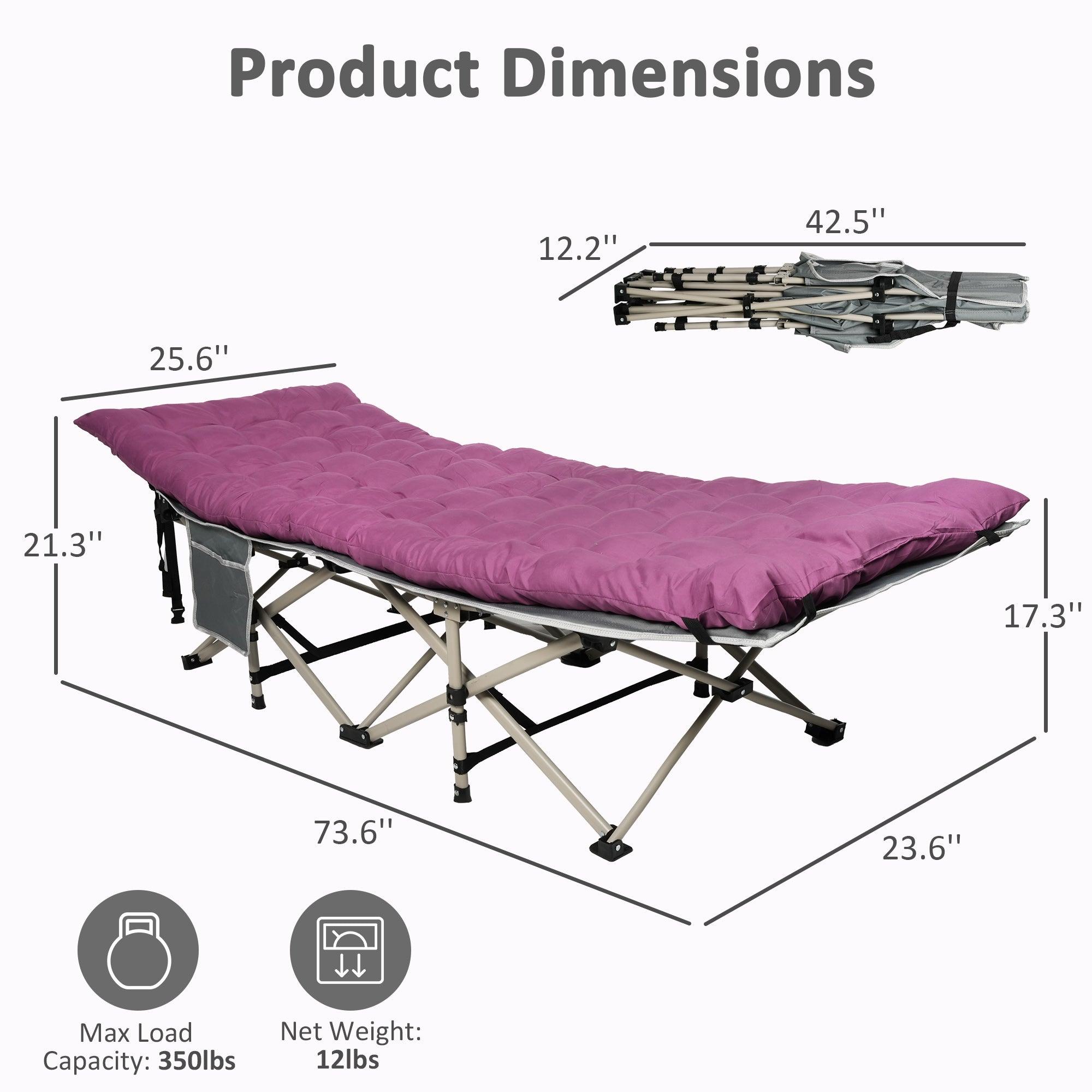 LUCKYERMORE Portable Folding Camping Cots Sleeping Cots with Removable Mattress Carry Bag and Side Pocket