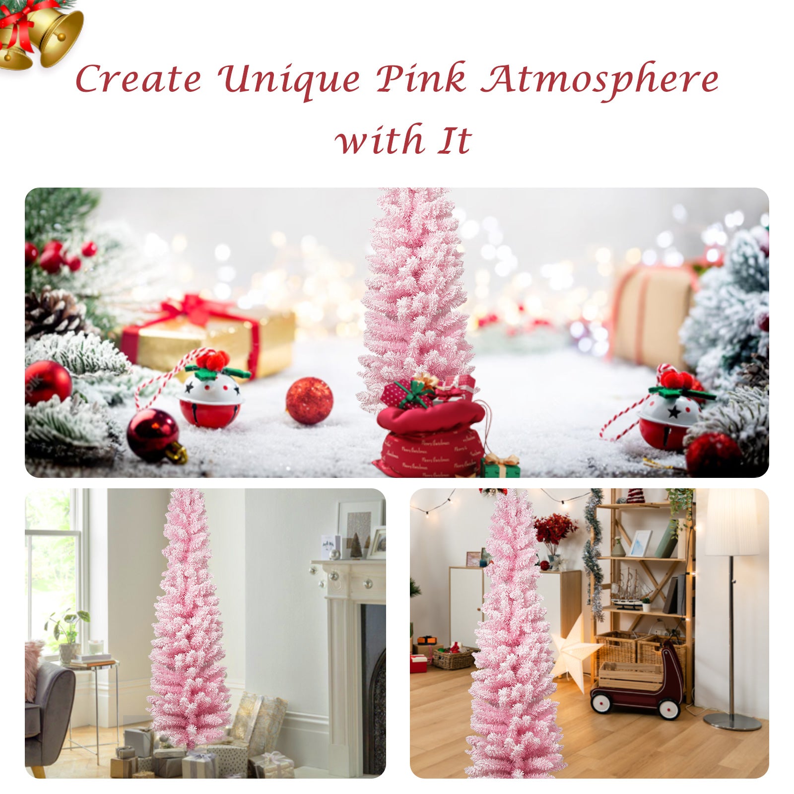 5ft Pink Artificial Christmas Tree Xmas Tree with 250 Branch Tips Metal Stand