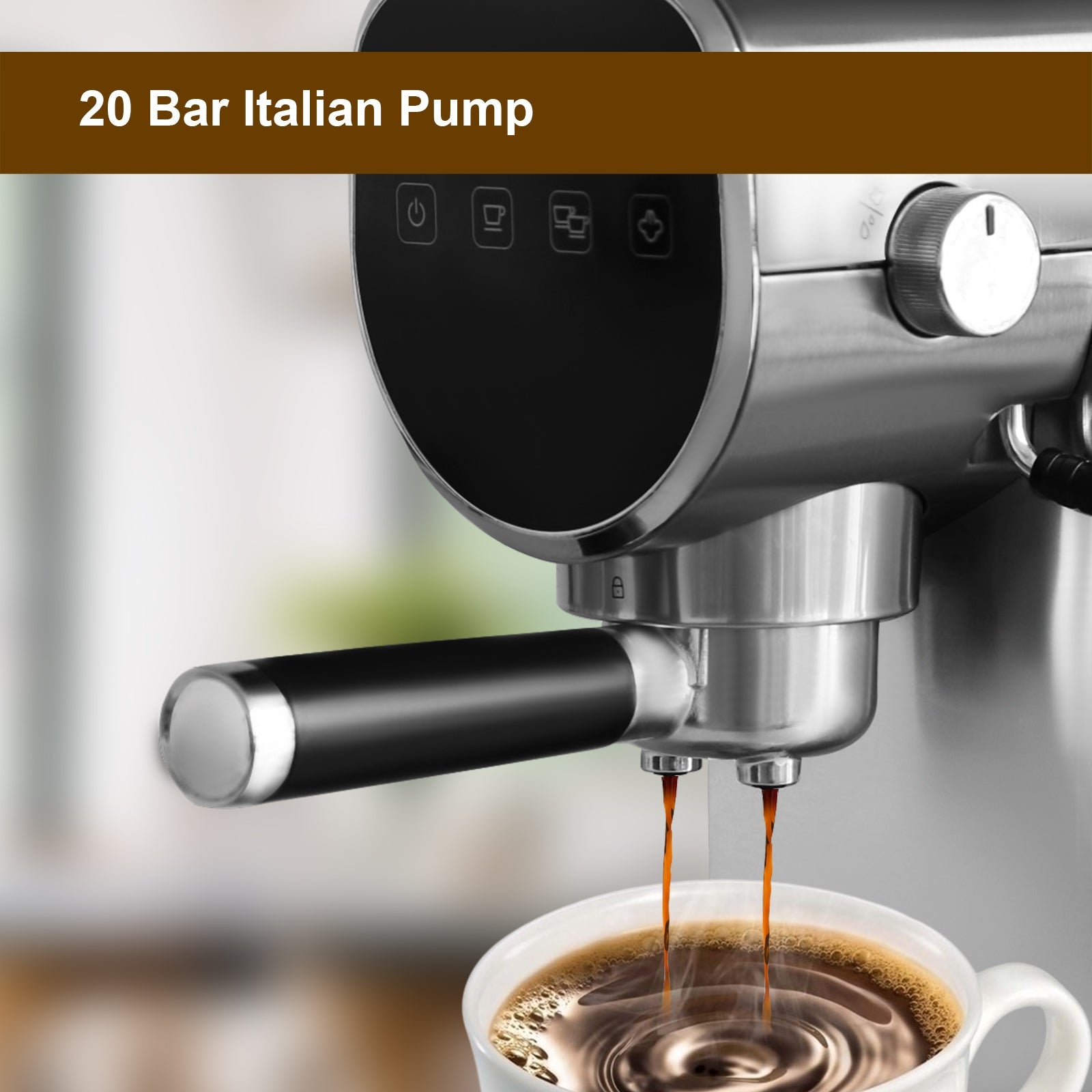 Espresso Machine 20-Bar Pump Manual Coffee Maker with Milk Frother Steam Wand