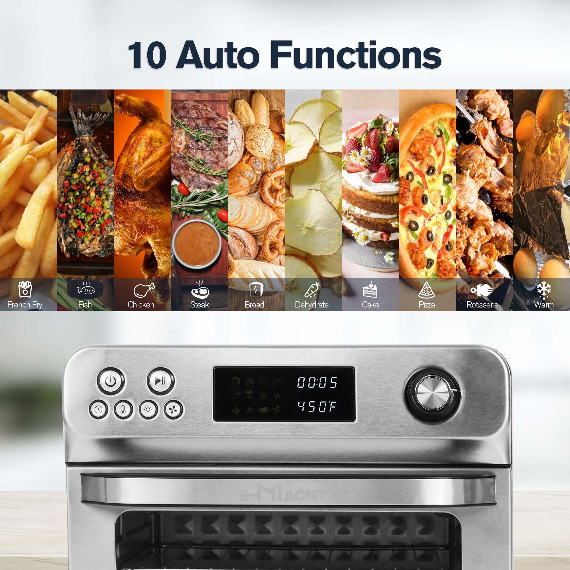 Air Fryer Toaster Oven 24QT Airfryer 10 Fuctions Mechanical Control, Fits 12" Pizza, 6 Slice Toast, Countertop Convection Oven