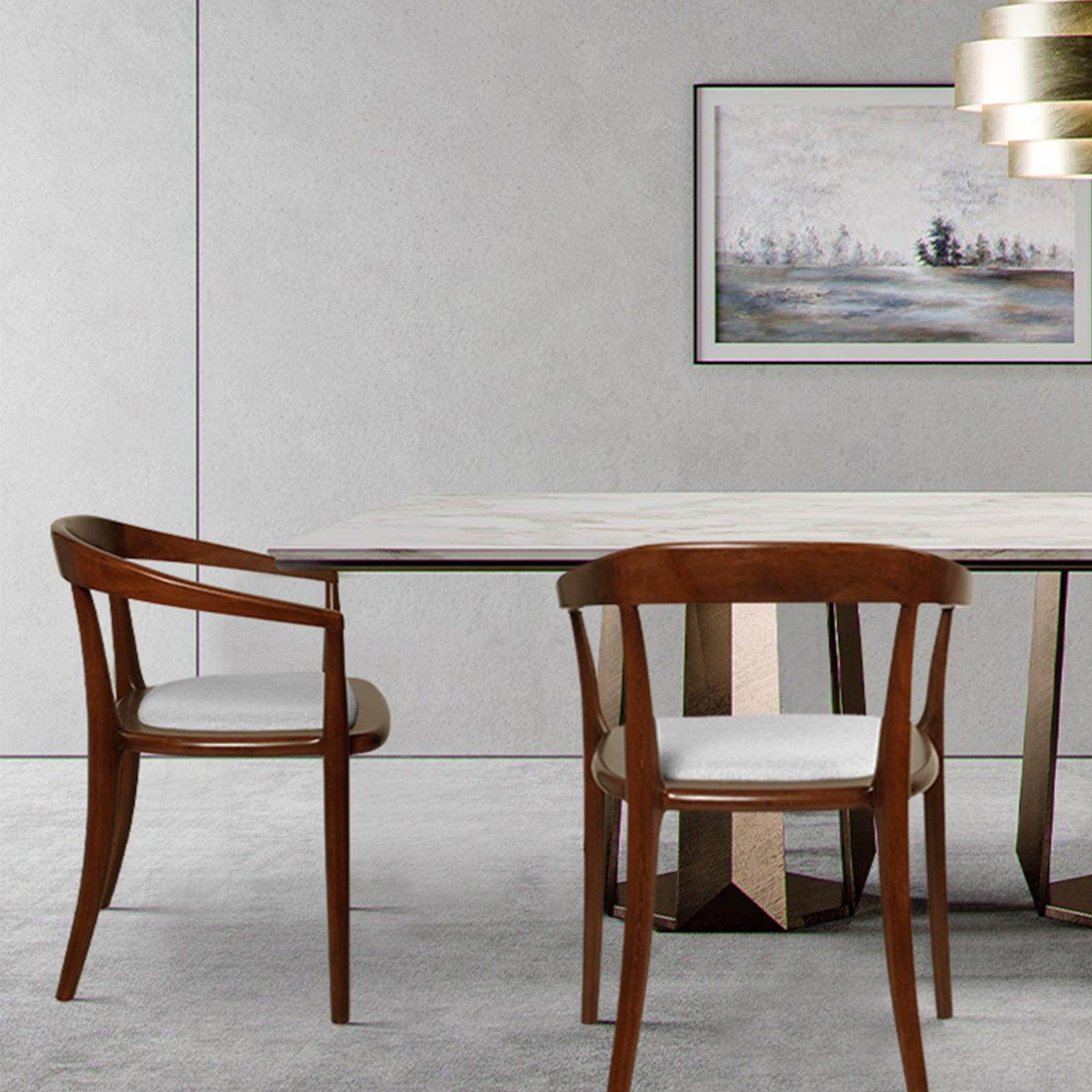 LUCKYERMORE Mid Century Dining Chair Beech Wood Upholstered Side Chair with Armrest, Beige