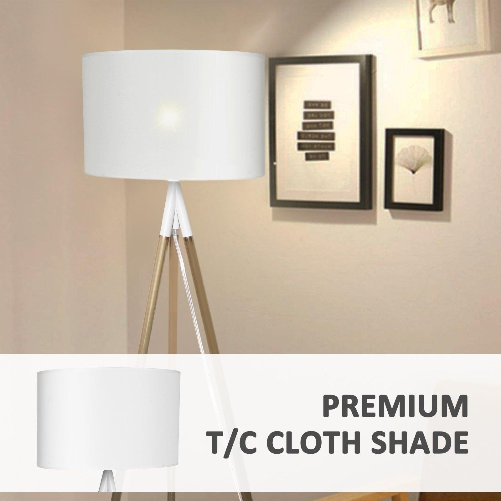 Standing Floor Lamp with 8W LED Bulb Foot Switch Fabric Lamp Shade Tall Stand Up Floor Lamp, Gold