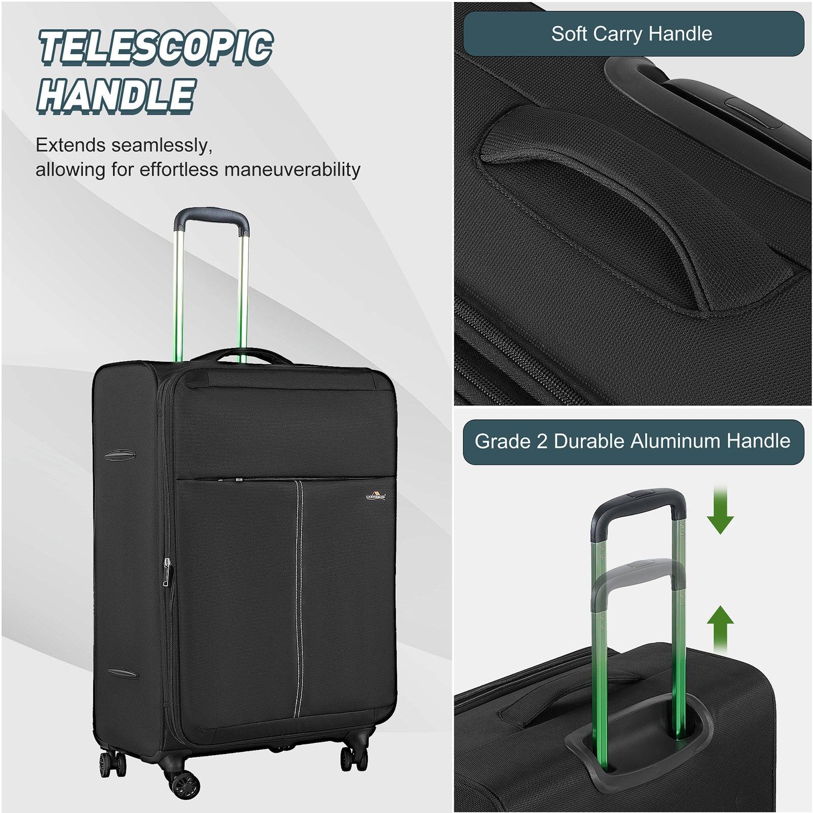 3-Piece Luggage Sets 20"/24"/28" with Wheels and Smooth Trolley Lightweight Expandable Suitcase Set, Black - Luckyermore