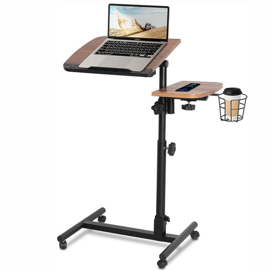 Rolling Laptop Desk Cart Height Adjustable Bedside Table Laptop Rolling Cart
