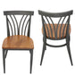 Set of 2 Kitchen Dining Chairs Wood Seat with Metal Legs Fully Assembled, Curve V Back