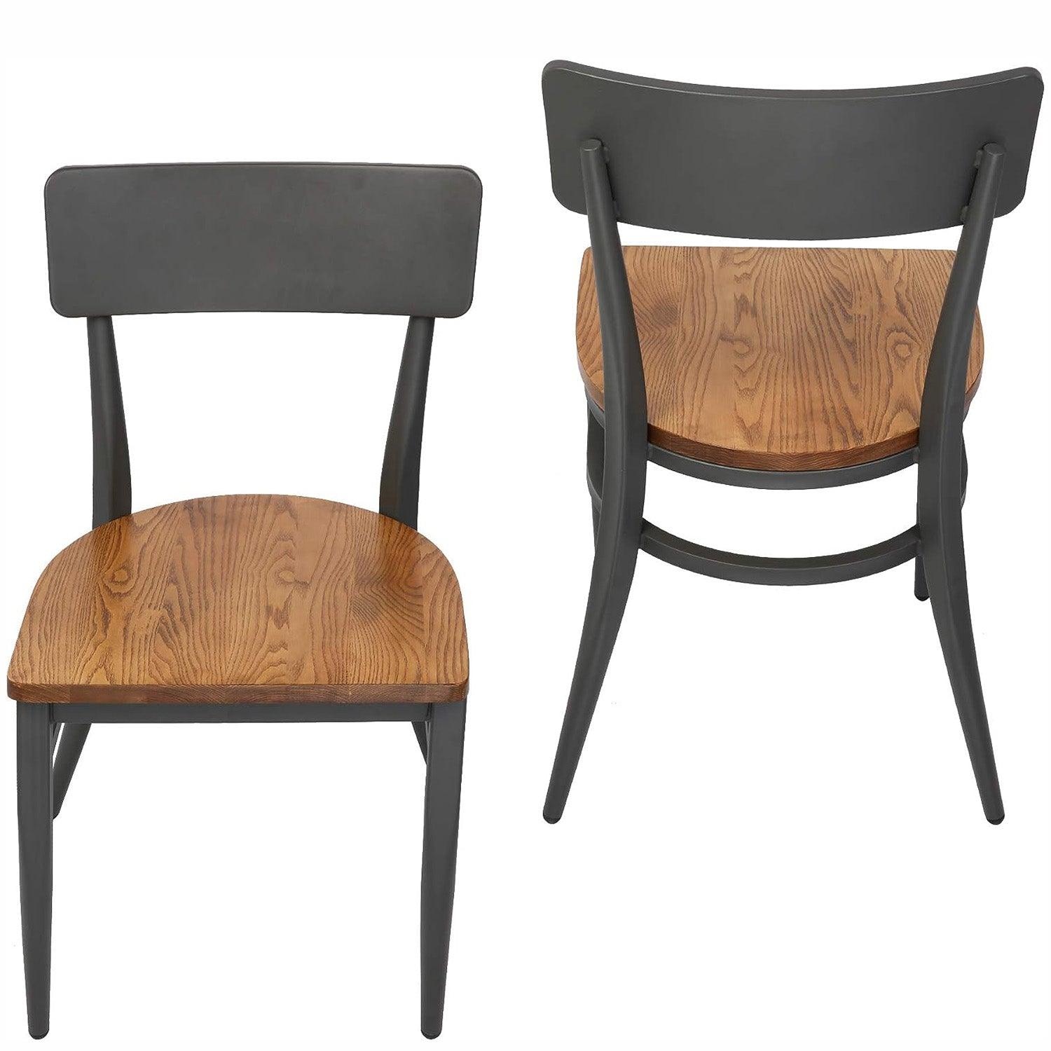 Set of 2 Mid-Century Wooden Dining Chairs Metal Solid Wood Kitchen Chair, Open π Back - Luckyermore