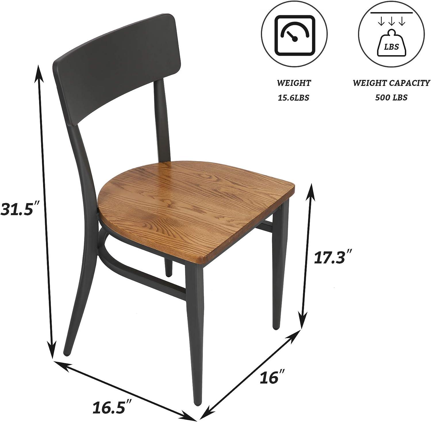 Set of 2 Mid-Century Wooden Dining Chairs Metal Solid Wood Kitchen Chair, Open π Back - Luckyermore