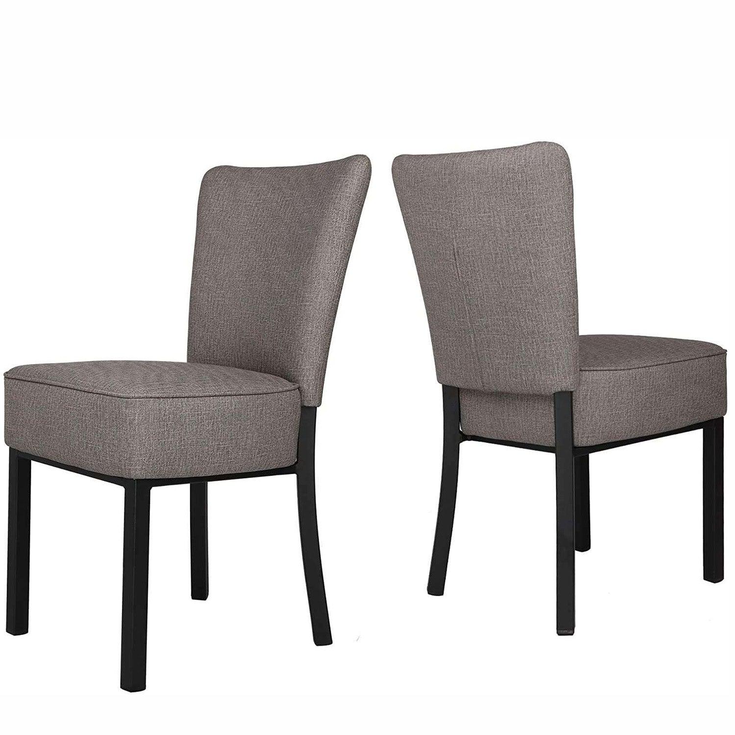 LUCKYERMORE Set of 2 Modern Dining Chairs PU Leather Side Chairs with Soft Cushion, Gray