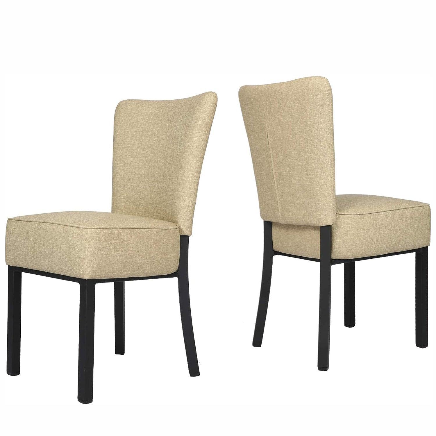 LUCKYERMORE Set of 2 Modern Dining Chairs PU Leather Side Chairs with Soft Cushion, Beige