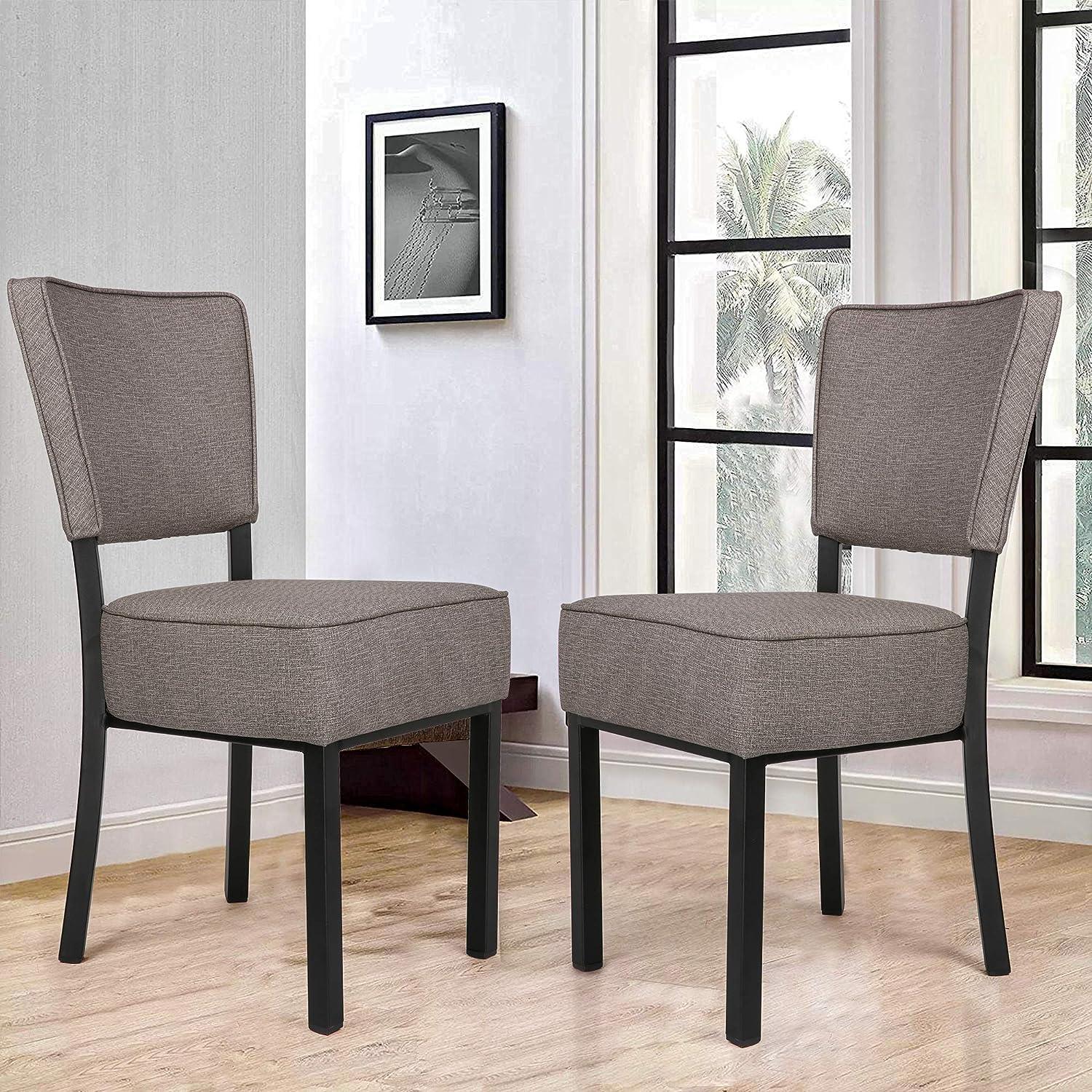 LUCKYERMORE Set of 2 Kitchen Dining Chairs PU Leather Side Chairs with Soft Cushion, Gray