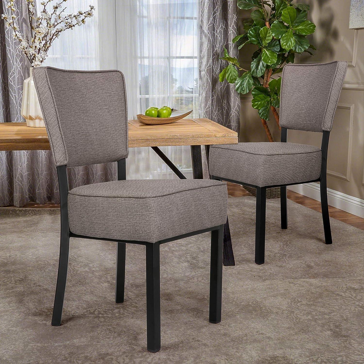 LUCKYERMORE Set of 2 Kitchen Dining Chairs PU Leather Side Chairs with Soft Cushion, Gray