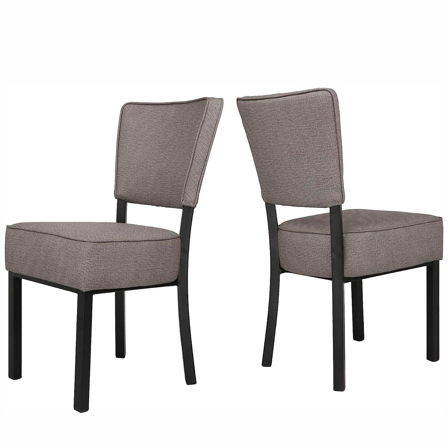 LUCKYERMORE Set of 2 Kitchen Dining Chairs PU Leather Side Chairs with Soft Cushion, Gray