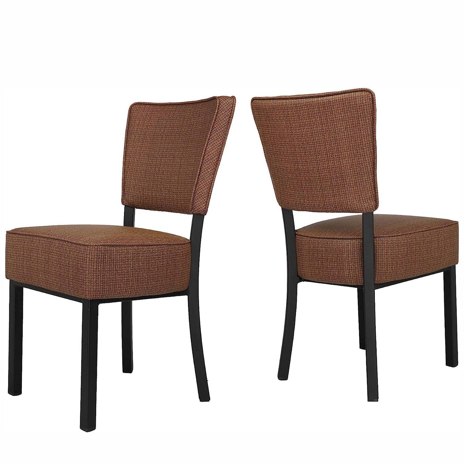 LUCKYERMORE Set of 2 Kitchen Dining Chairs PU Leather Side Chairs with Soft Cushion, Brown