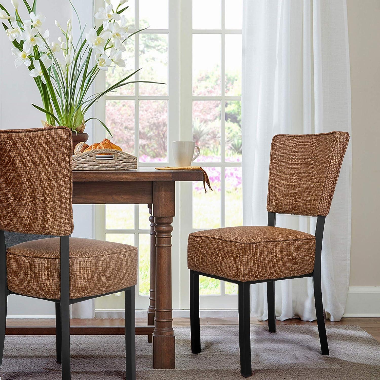 LUCKYERMORE Set of 2 Kitchen Dining Chairs PU Leather Side Chairs with Soft Cushion, Brown